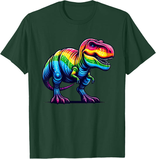 Rainbow T-Rex Dinosaur Lovers Tyrannosaurus Rex Rainbow T-Shirt - T-Shirt | Forest