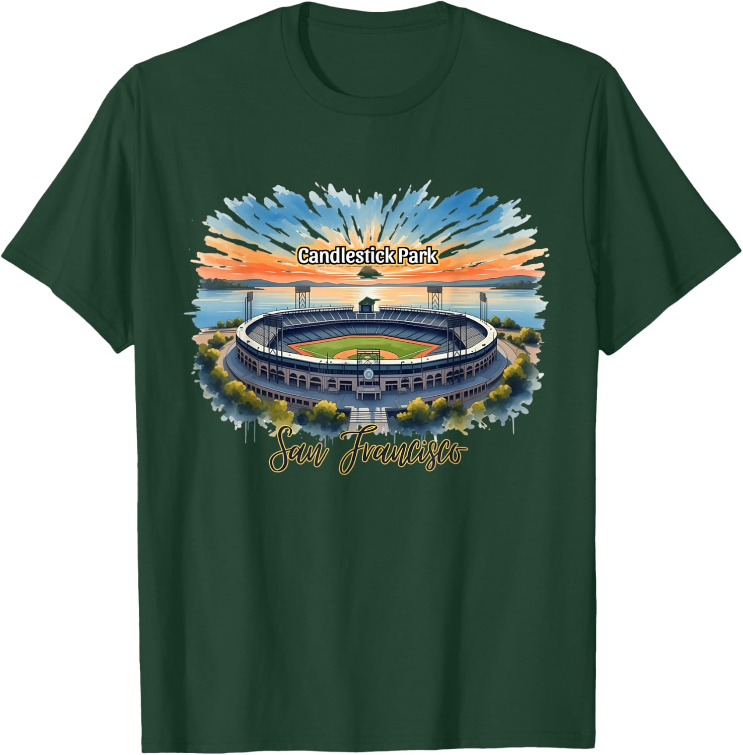 Candlestick Park San Francisco Sunset Baseball Stadium T-Shirt - T-Shirt | Forest