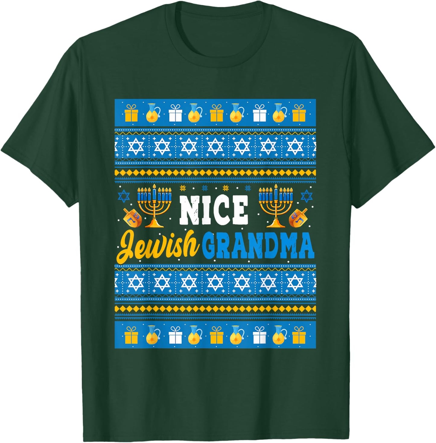 Nice Jewish Grandma Hanukkah Menorah Dreidel Matching Family T-Shirt - T-Shirt | Forest
