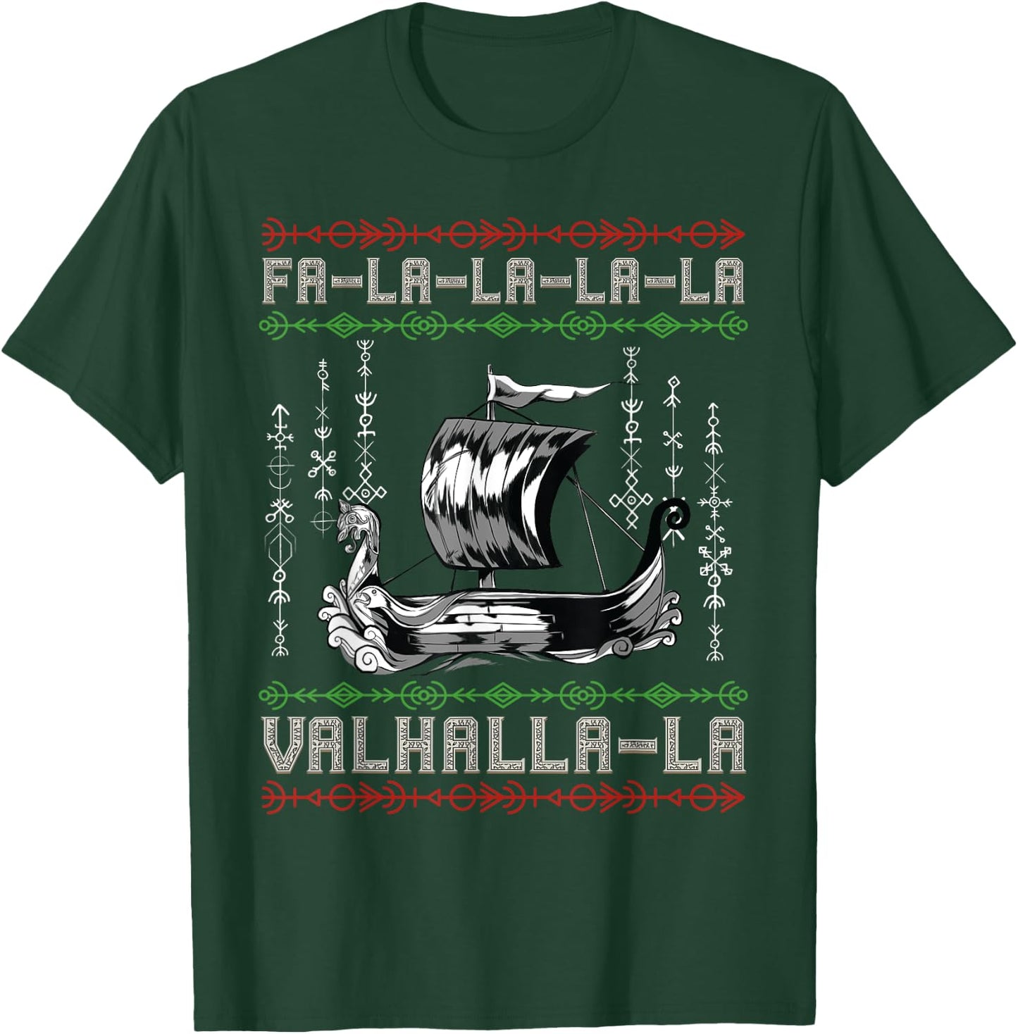 Viking Pagan Christmas - Norse Ship - Viking Longship T-Shirt - T-Shirt | Forest