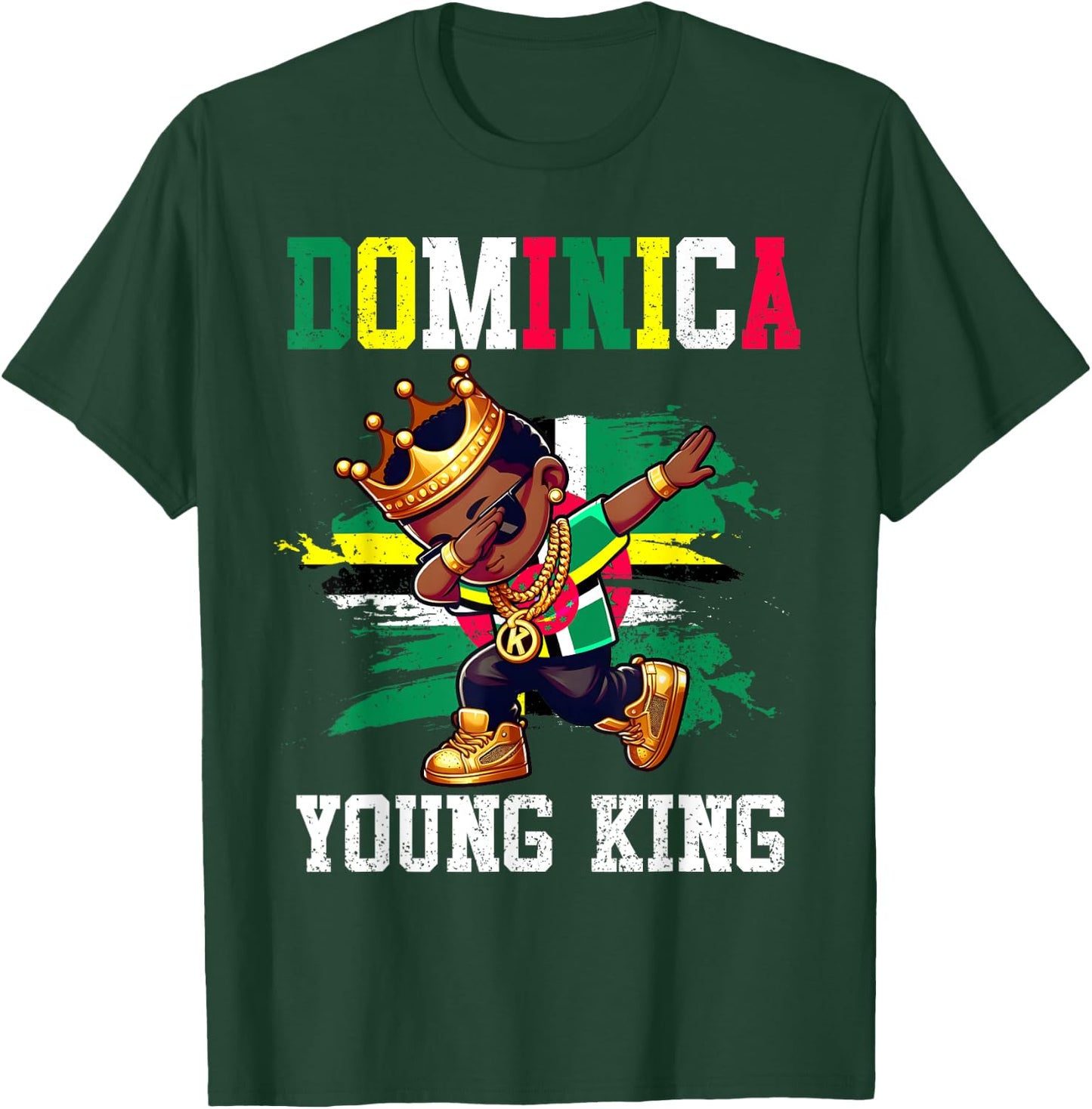 Dominica Young King Dominician Boy Proud Dominician Flag T-Shirt - T-Shirt | Forest