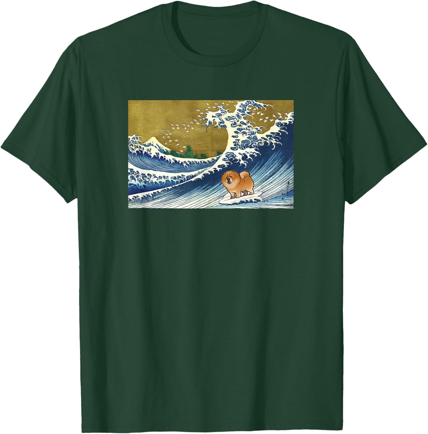Funny Retro Vintage Surfing a Wave Chow Lover T-Shirt - T-Shirt | Forest