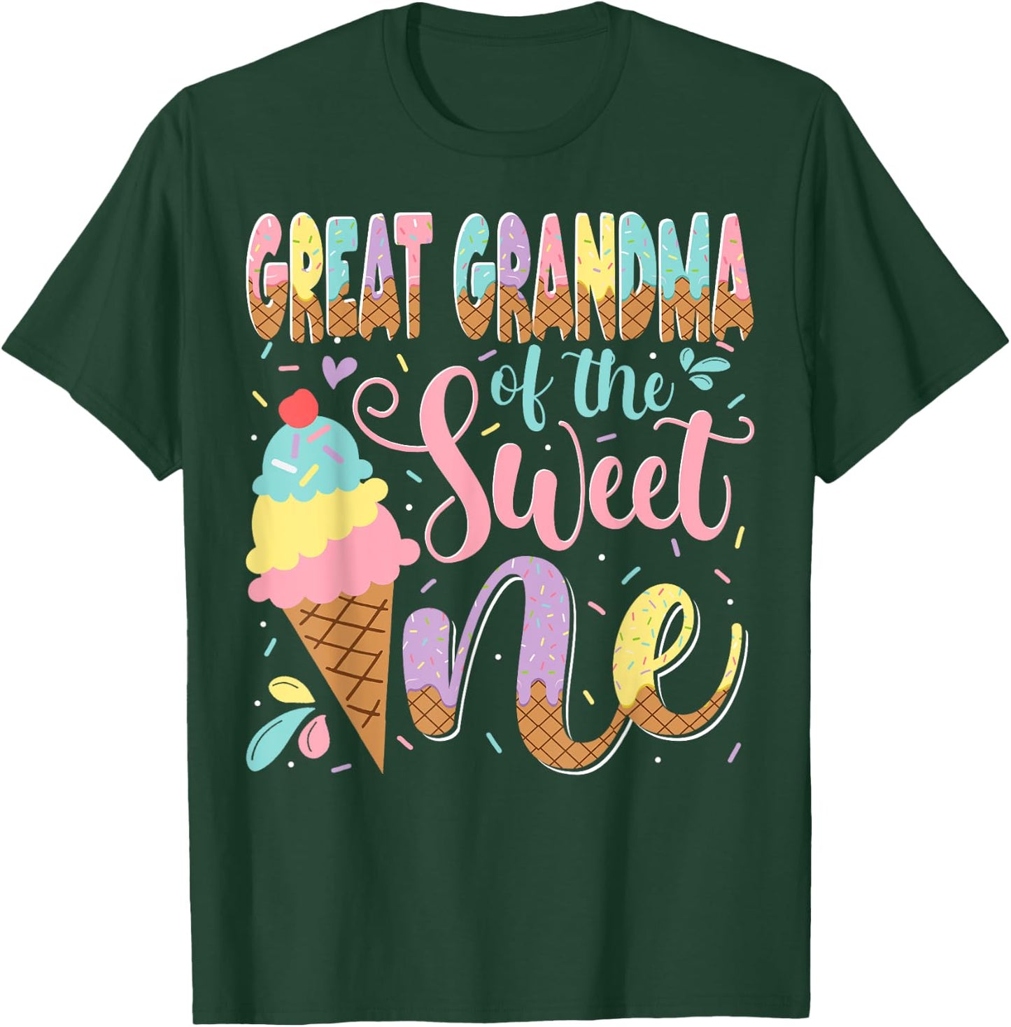 Great Grandma Of The Sweet One Ice Cream 1St Birthday Party T-Shirt - T-Shirt | Forest