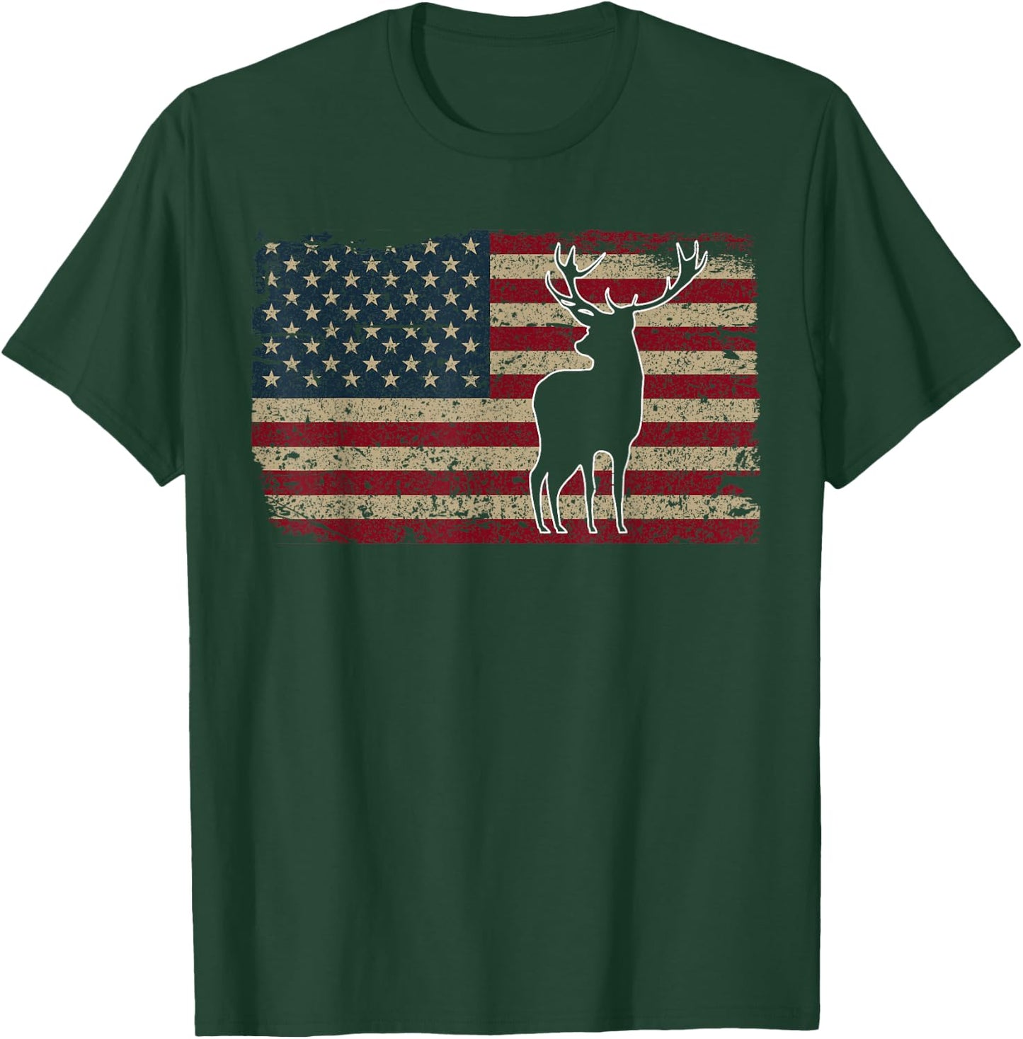 Deer Hunting American Flag I Proud Hunter Gift Men T-Shirt - T-Shirt | Forest