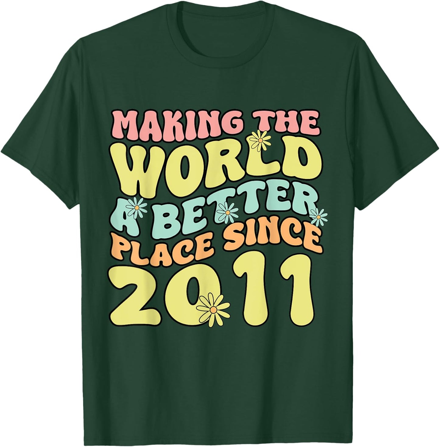 2011 Birthday , Making The World A Better Place Since 2011 T-Shirt - T-Shirt | Forest