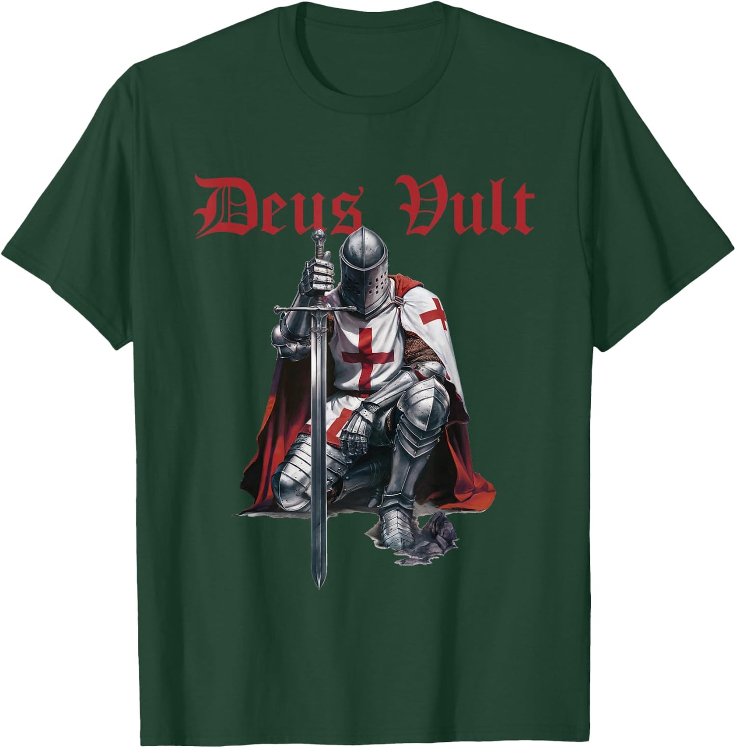Deus Vult Knights Templar Crusades T-Shirt - T-Shirt | Forest