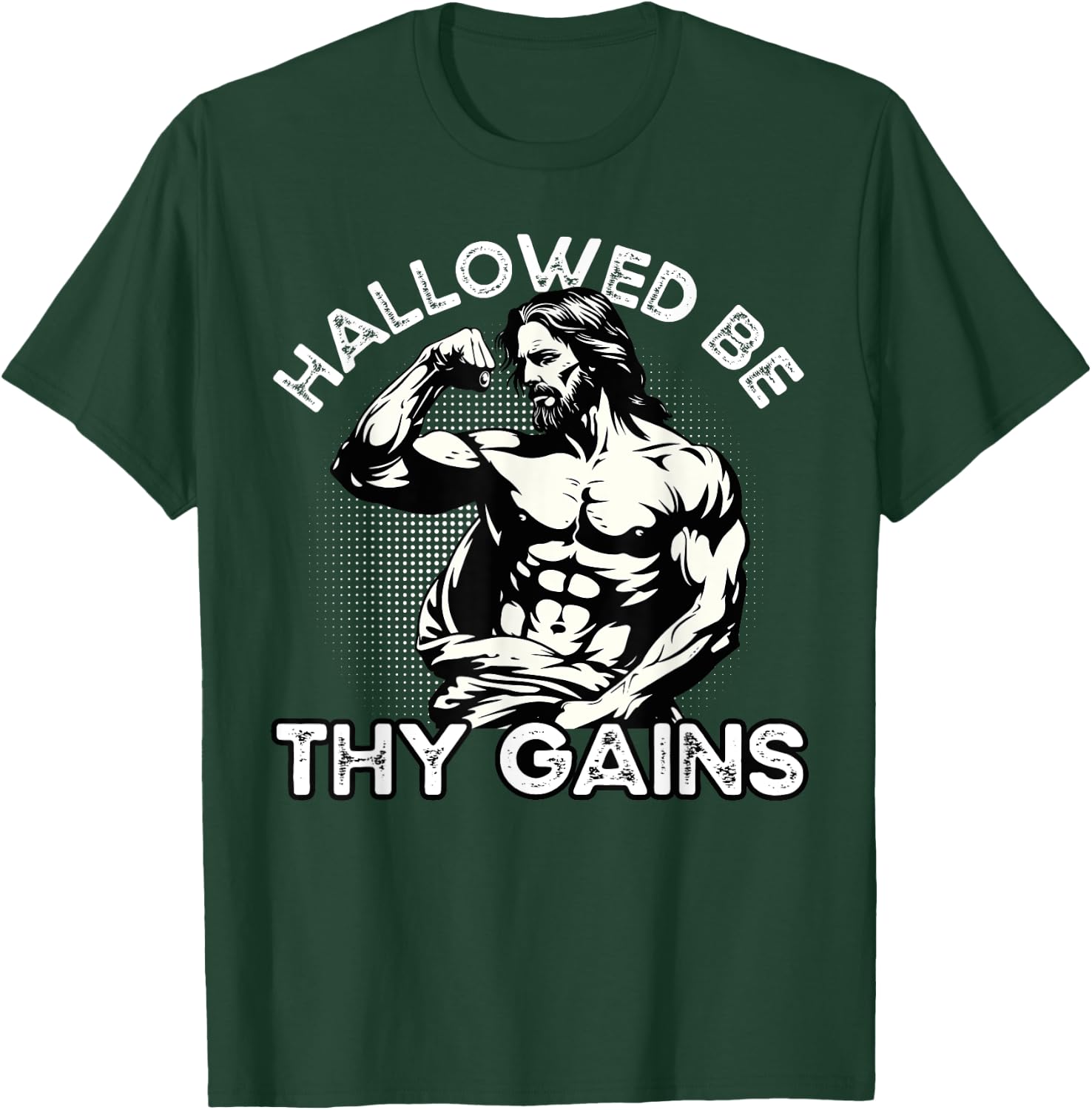 Funny Gym Workout Bodybuilding Fitness Gym And Jesus Christ T-Shirt - T-Shirt | Forest