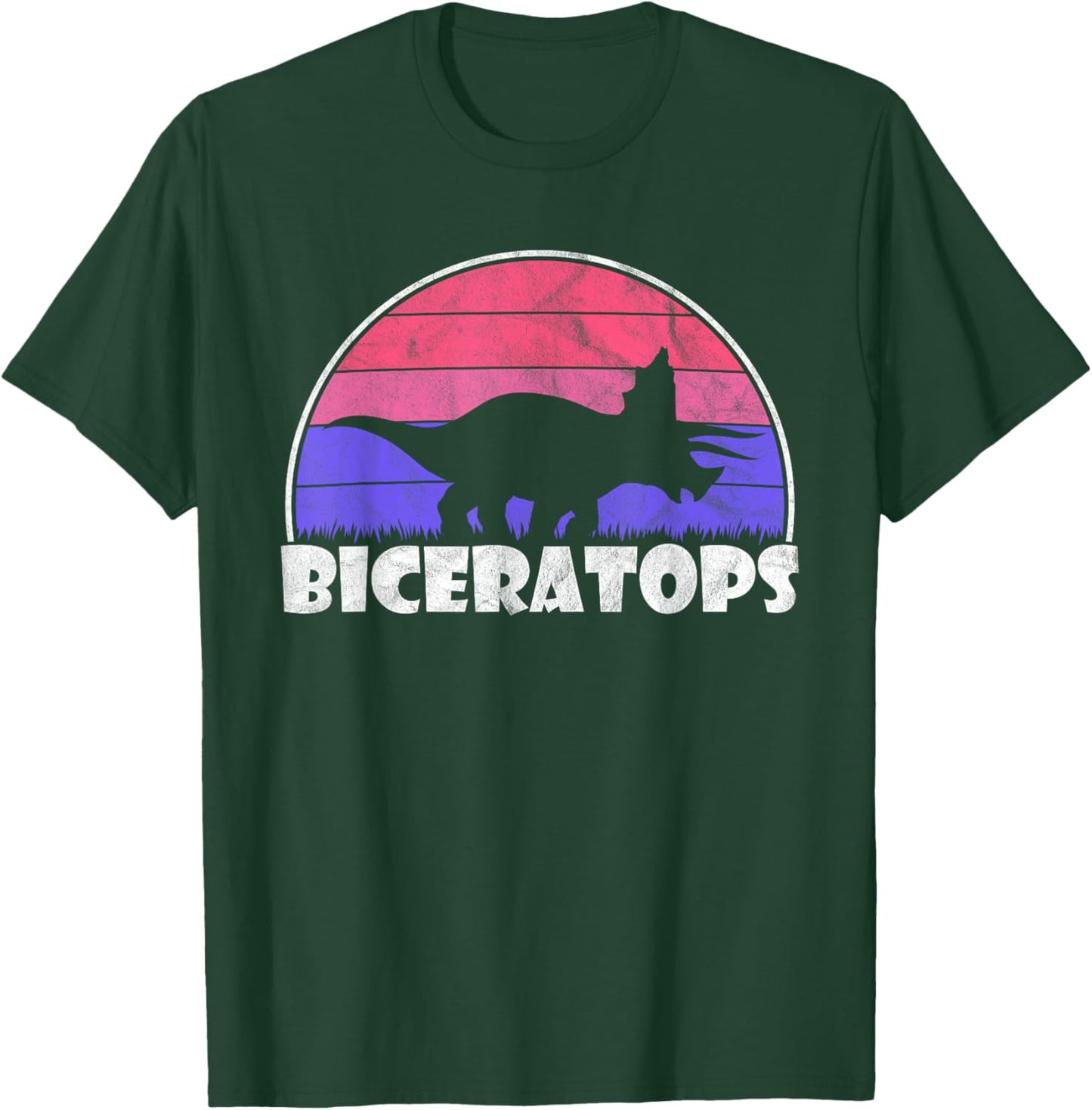 Biceratops - Gay Pride Lesbian Dinosaur Bisexual Distressed T-Shirt - T-Shirt | Forest