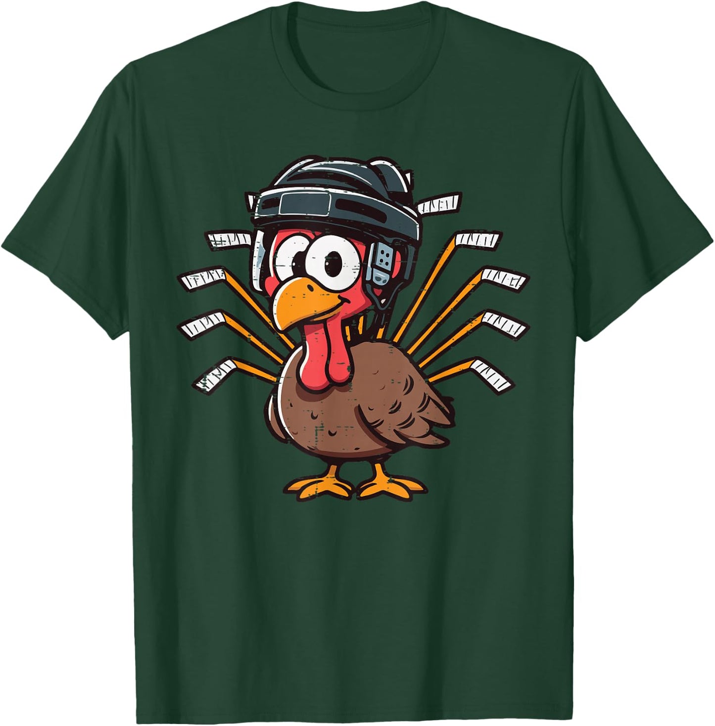 Thanksgiving Ice Hockey Turkey Day Sport Men Boys Kids Youth T-Shirt - T-Shirt | Forest