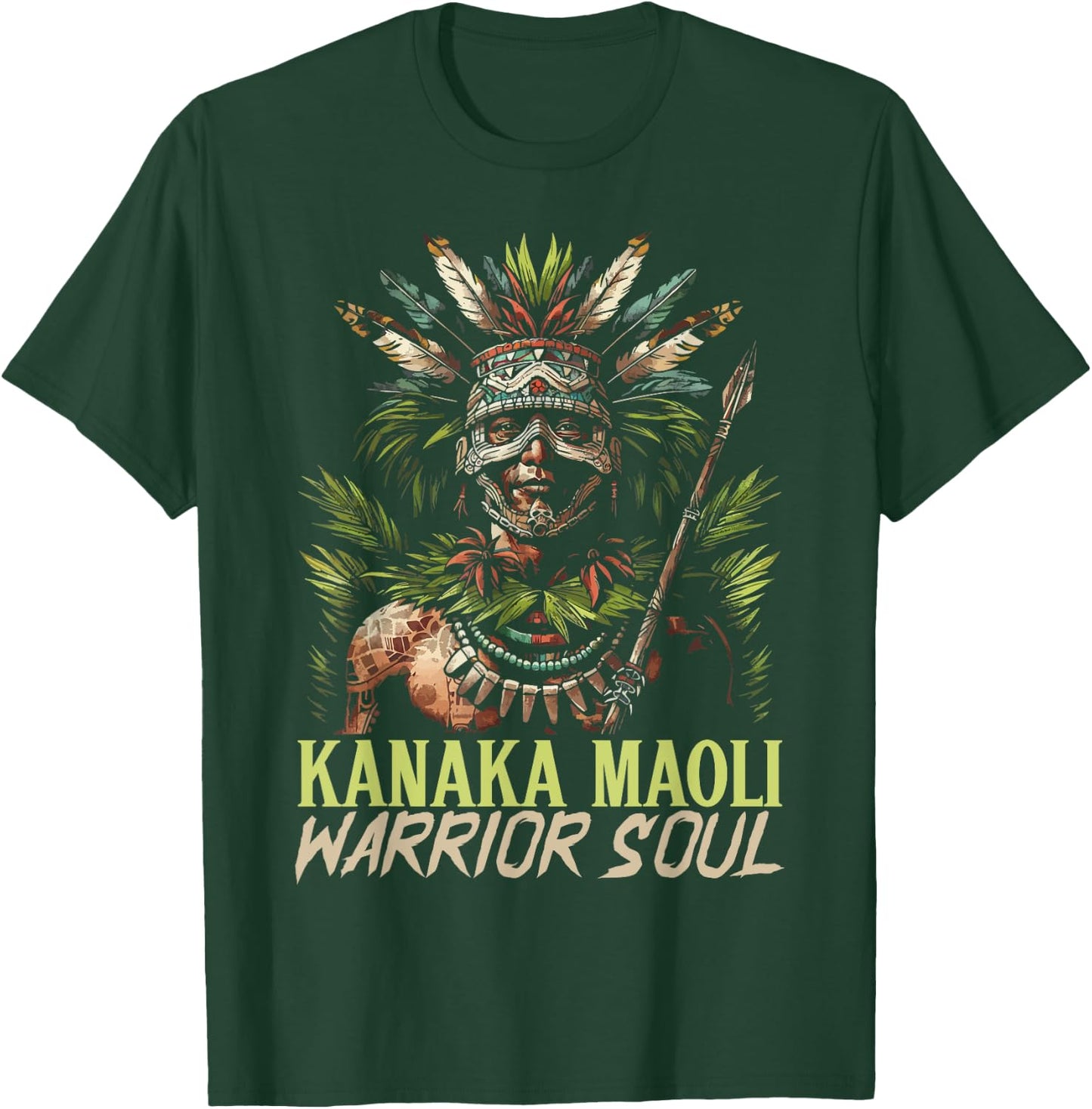 Kanaka Maoli Warrior Native Hawaiian Islands Hawaii Flag T-Shirt - T-Shirt | Forest