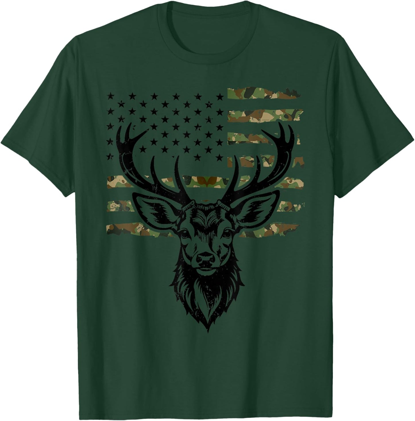 American flag deer hunting USA hunt vintage design for dad T-Shirt - T-Shirt | Forest