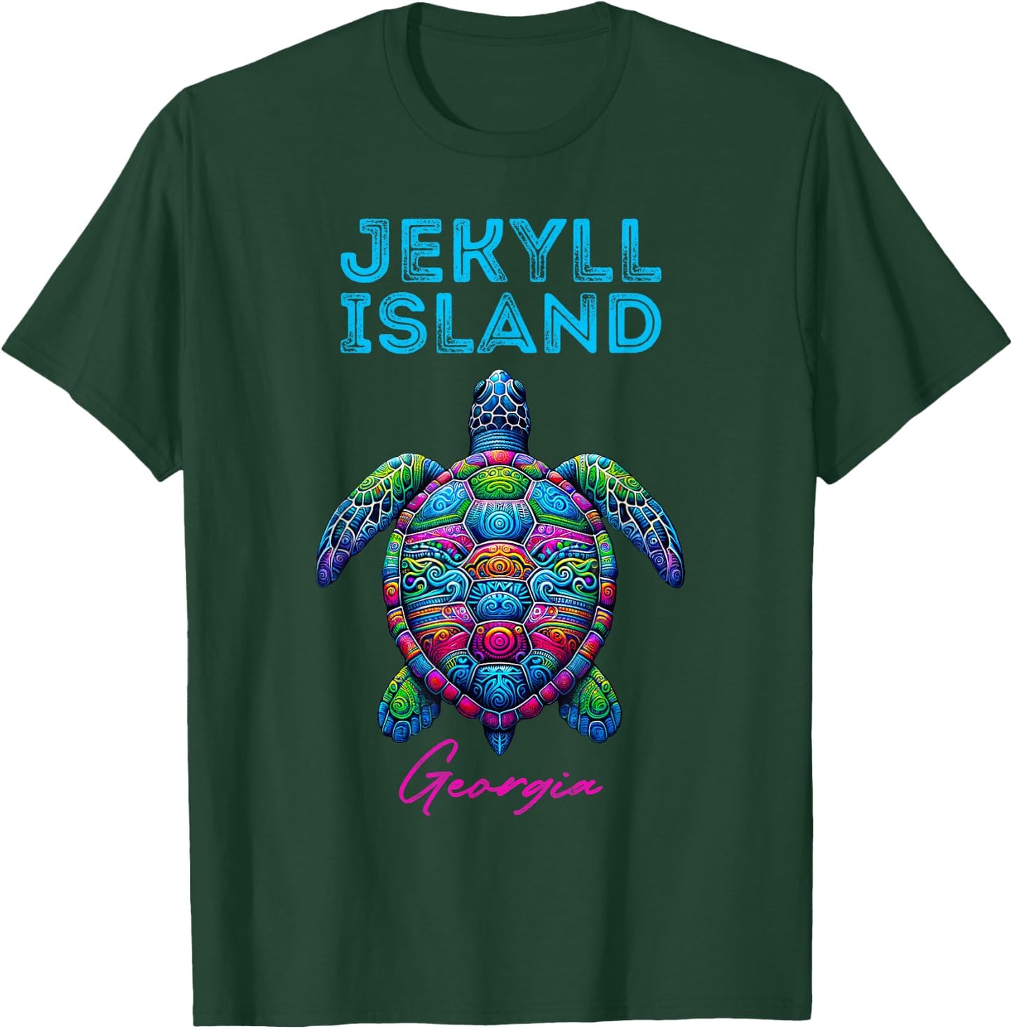 Jekyll Island Georgia Tribal Beach Sea Turtle T-Shirt - T-Shirt | Forest