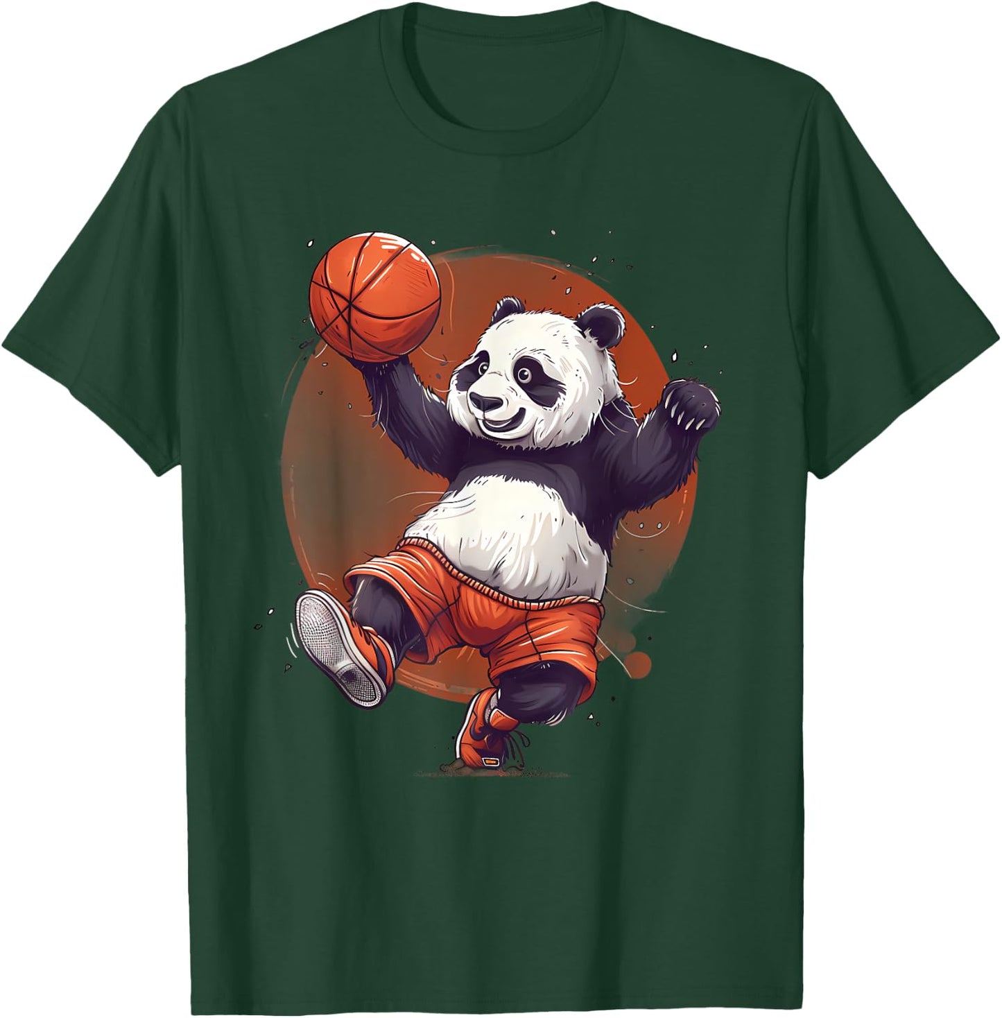 Basketball Bear Panda Basketball Hoop Drawing Animal Art T-Shirt - T-Shirt | Forest