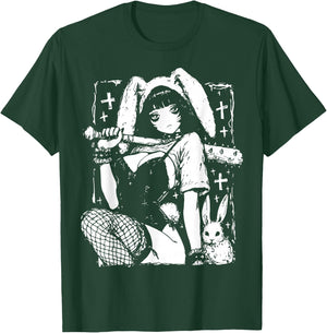 Creepy Horror Bunny Girl Anime Manga Alt Kawaii Harajuku T-Shirt - T-Shirt | Forest