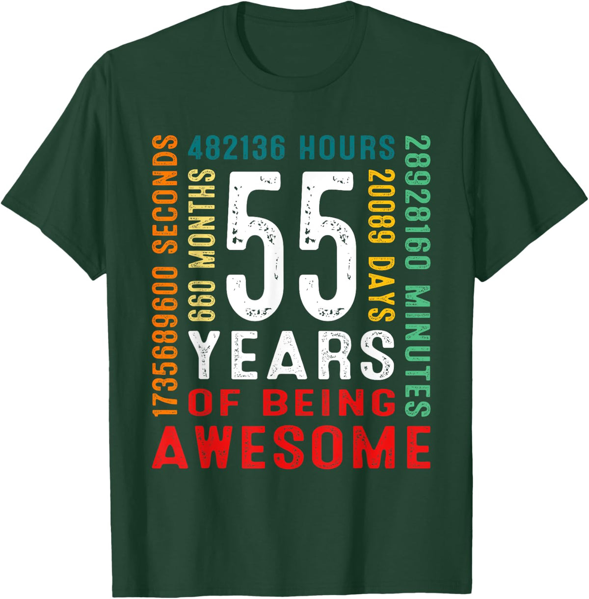 55 Years Old Vintage Retro 55th Birthday Gifts 660 Months T-Shirt - T-Shirt | Forest