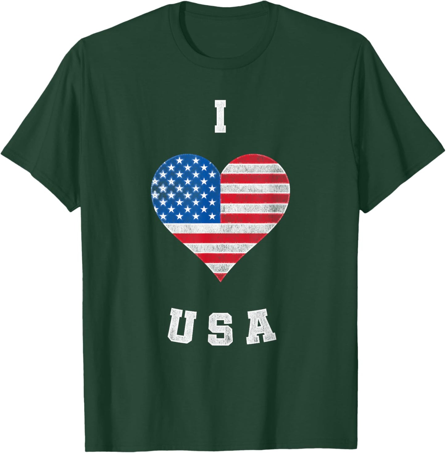 I Heart USA, I Love USA, America Patriotic 4th July T-Shirt - T-Shirt | Forest