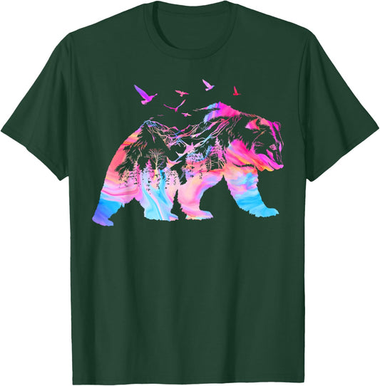 Bear Nature Outdoor Mountains Forest Trees Bear Wildlife T-Shirt - T-Shirt | Forest