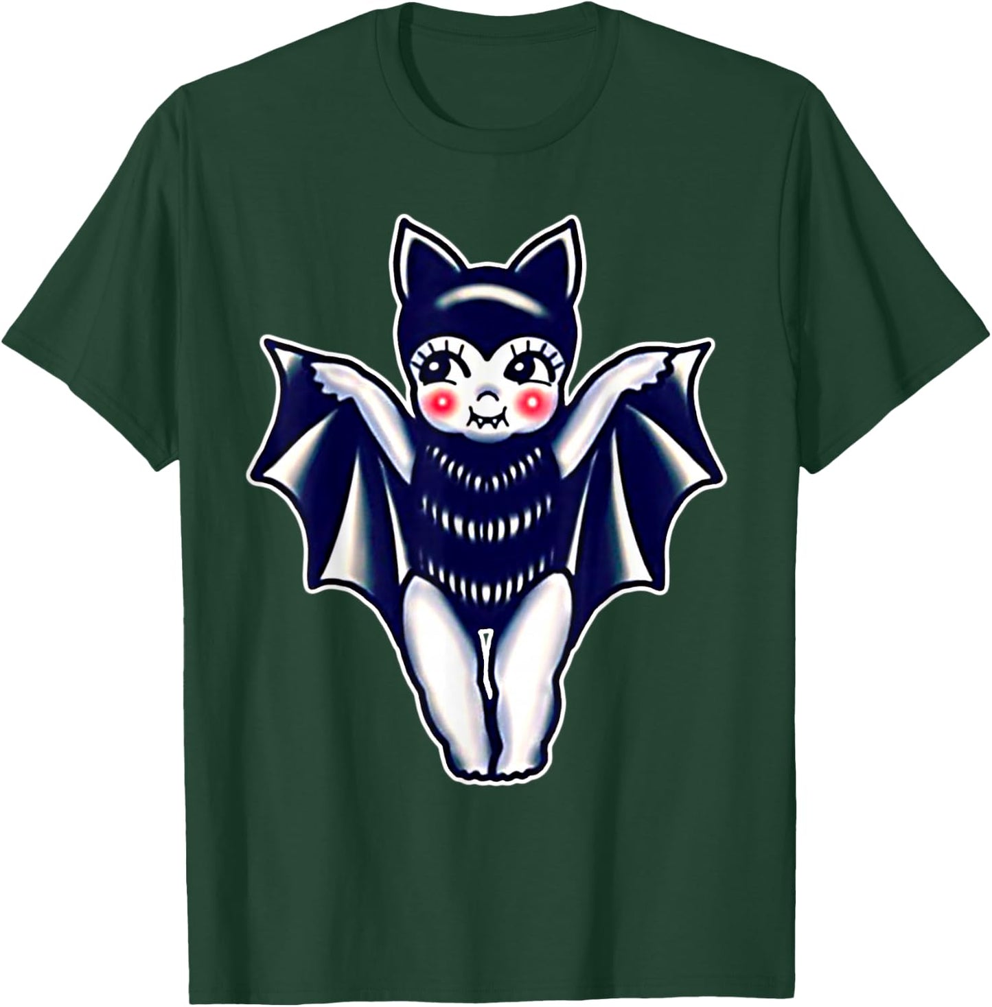 Kewpie Baby Vampire Bat Traditional Tattoo Flash T-Shirt - T-Shirt | Forest