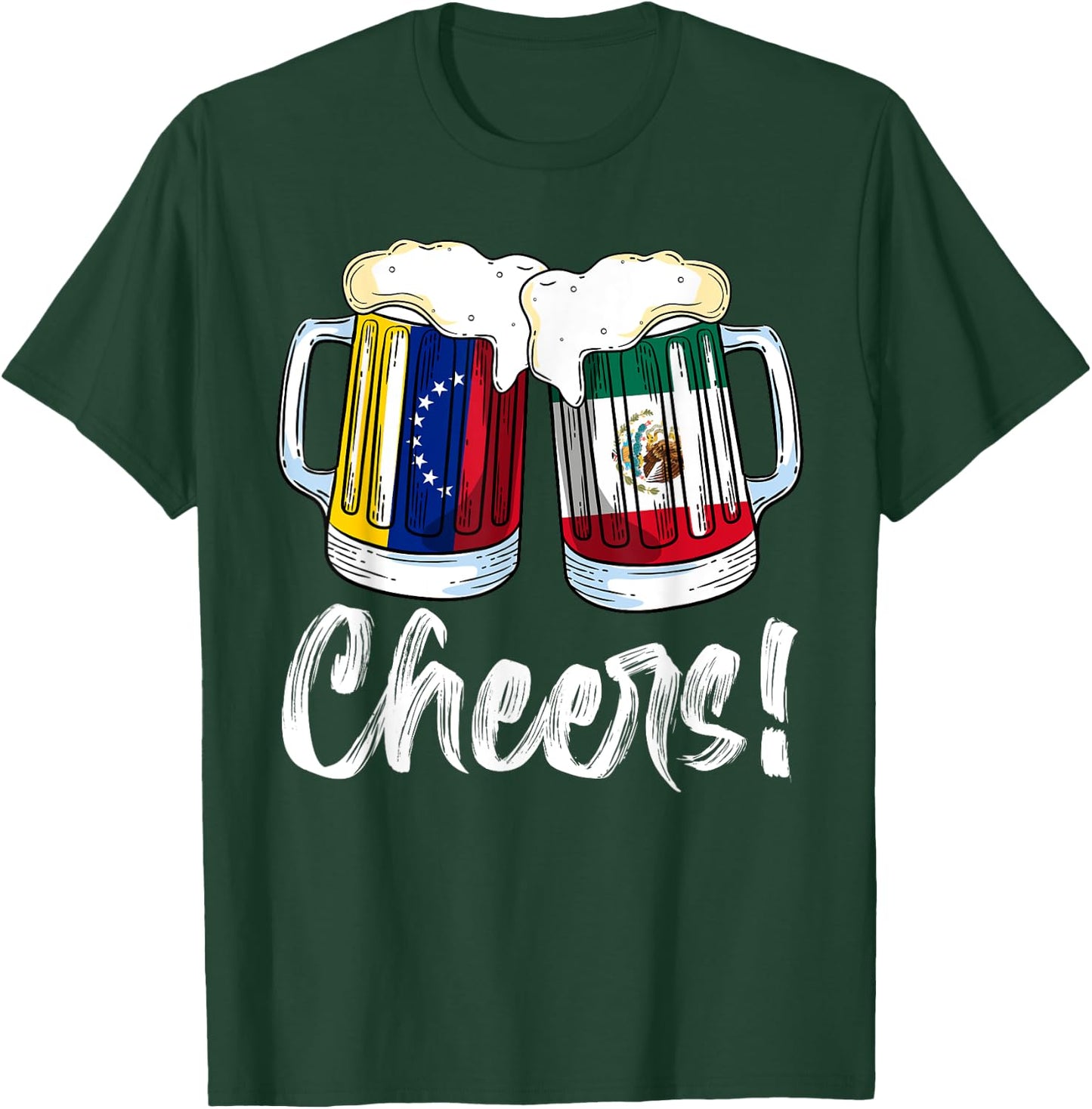 Cheers Beer Mexico Venezuela Flag Hispanic Heritage Month T-Shirt - T-Shirt | Forest