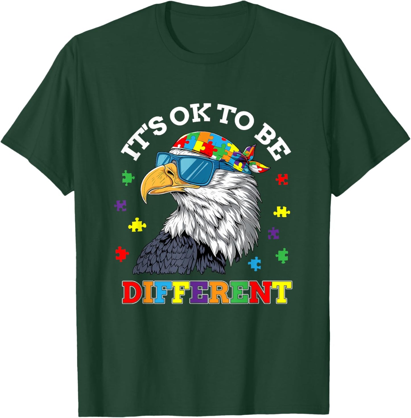 OK to Be Different Autism Awareness Eagle T-Shirt - T-Shirt | Forest