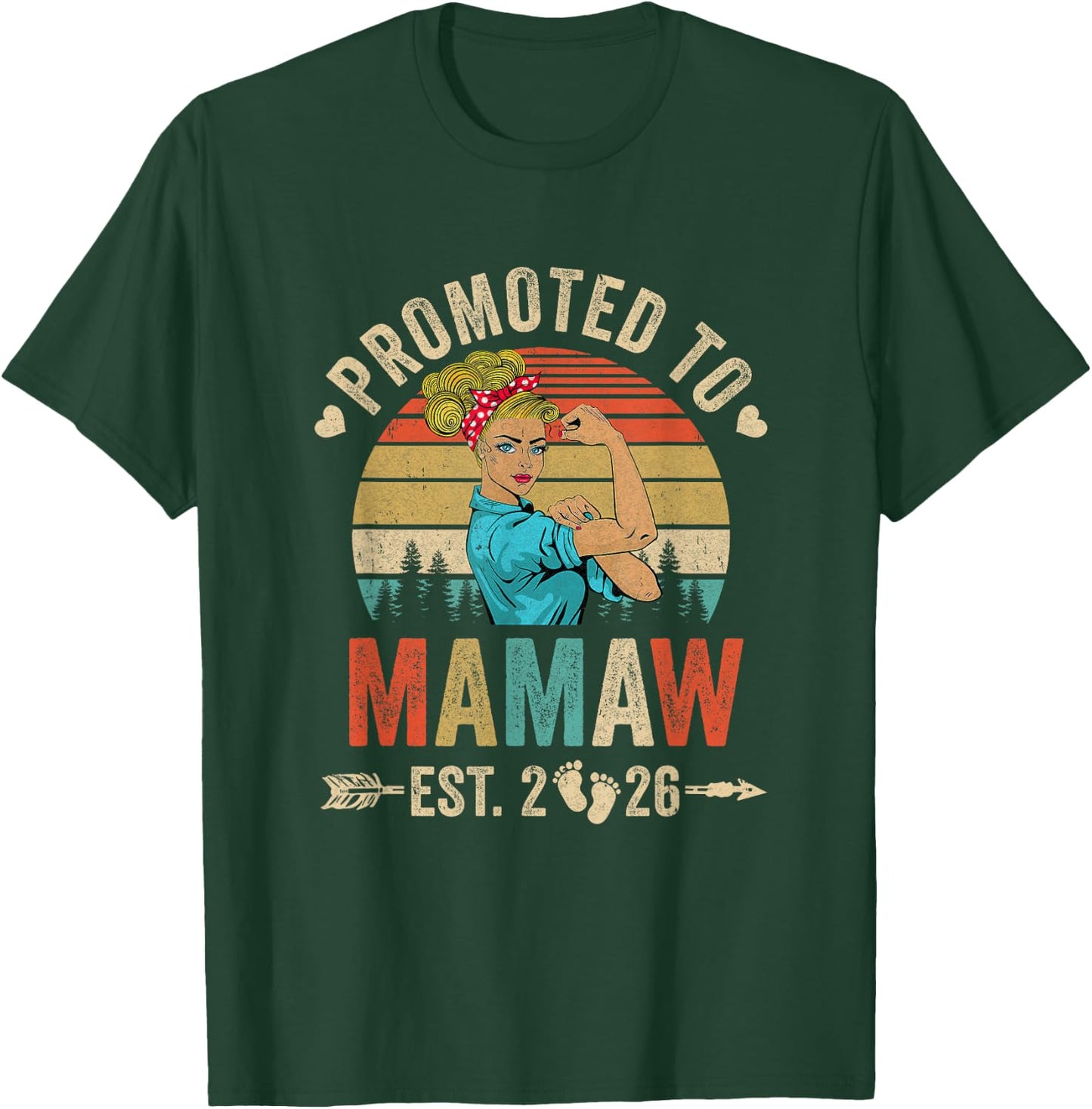 Promoted To Mamaw Est 2026 Retro First Time Mamaw T-Shirt - T-Shirt | Forest