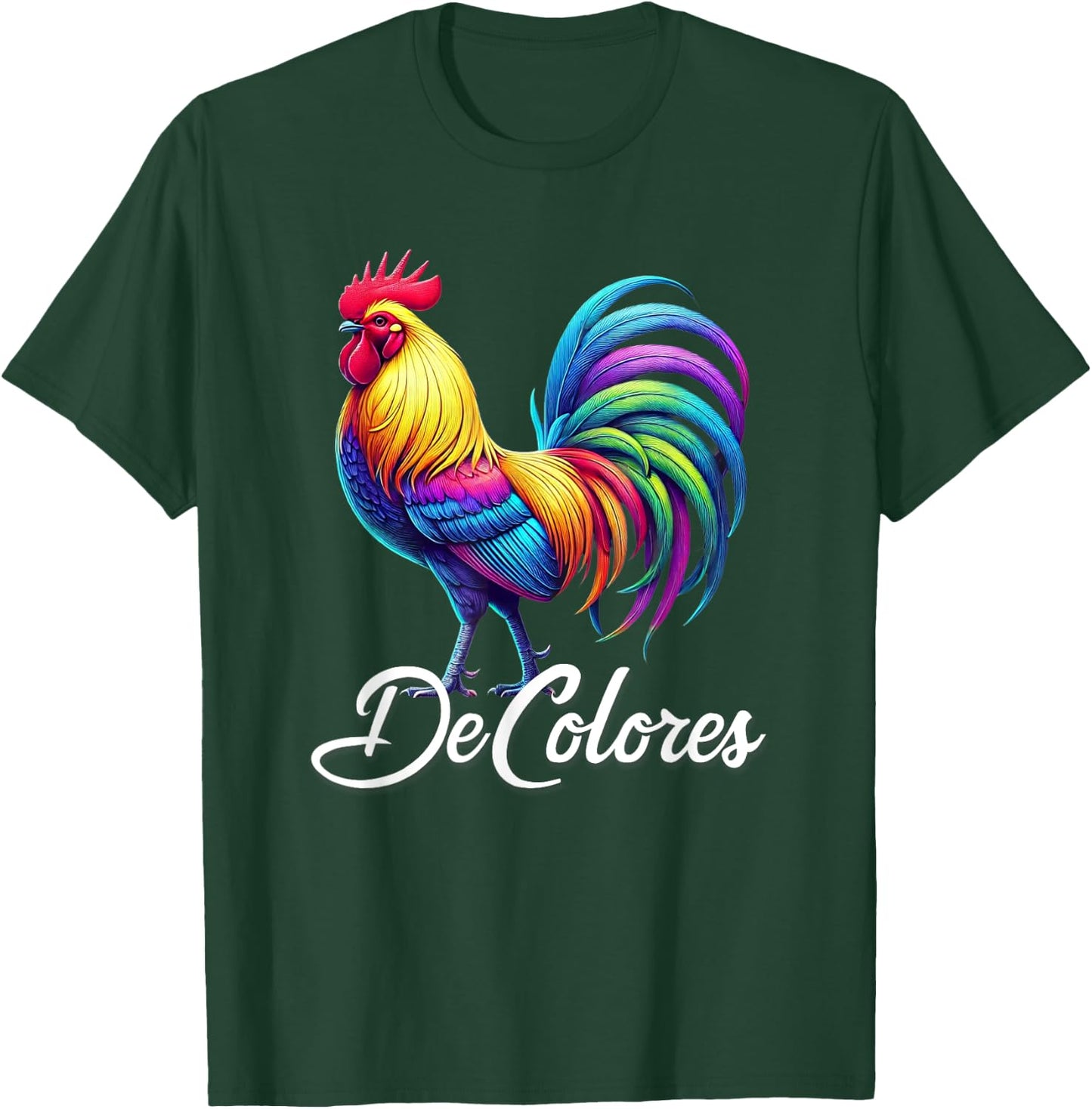 DeColores Cursillo Rainbow Rooster Catholic T-Shirt - T-Shirt | Forest
