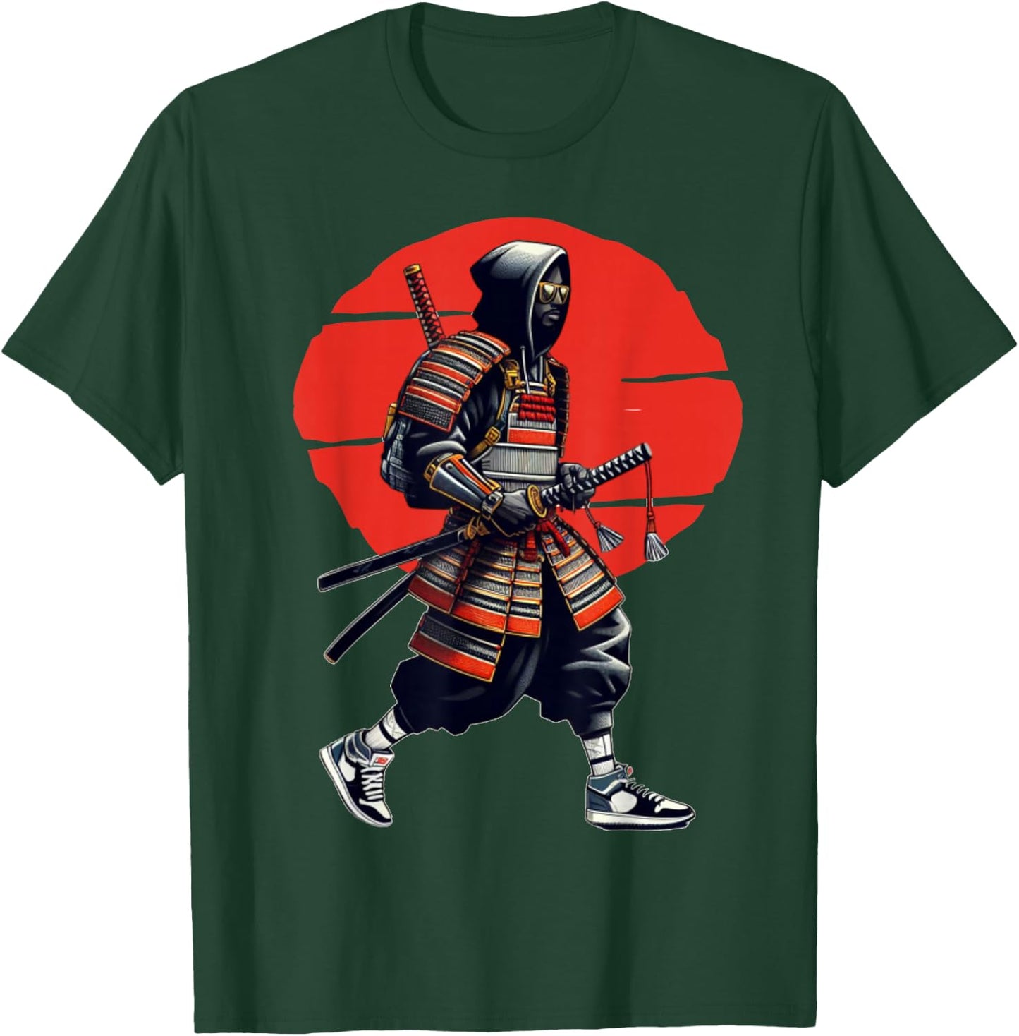 Afro American Samurai Japanese Warrior Vintage Bushido T-Shirt - T-Shirt | Forest