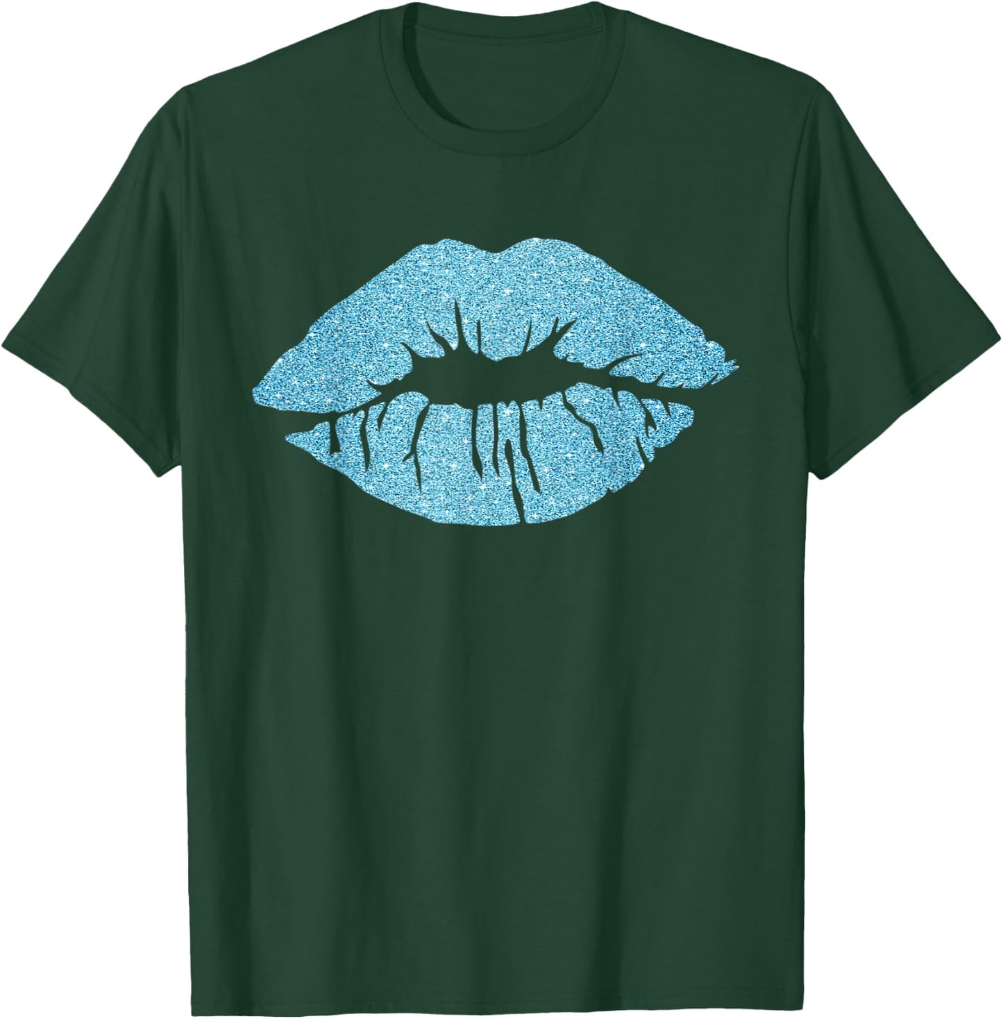 Women's Kiss Lips Blue Lips Blue Lipstick Blue Kiss T-Shirt - T-Shirt | Forest