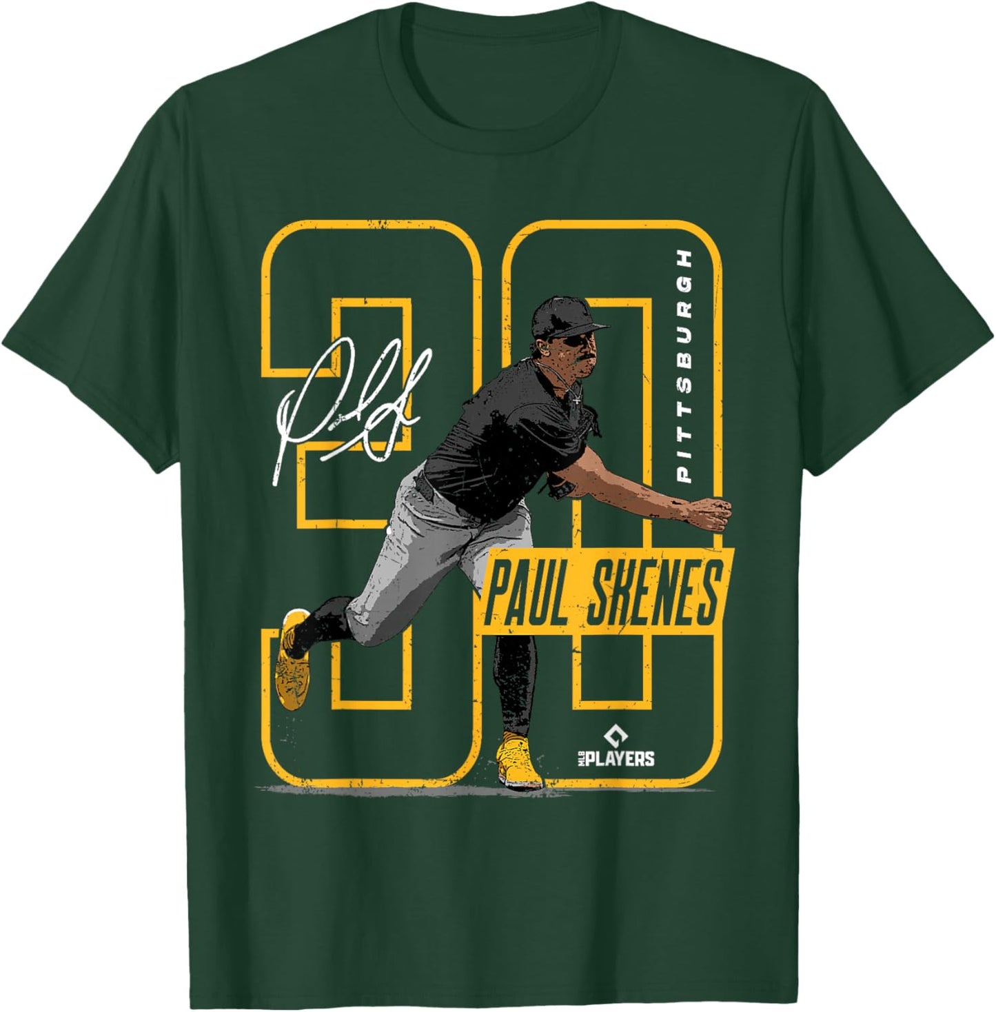 Paul Skenes | Pittsburgh Baseball Players | MLBPSK3002 T-Shirt - T-Shirt | Forest