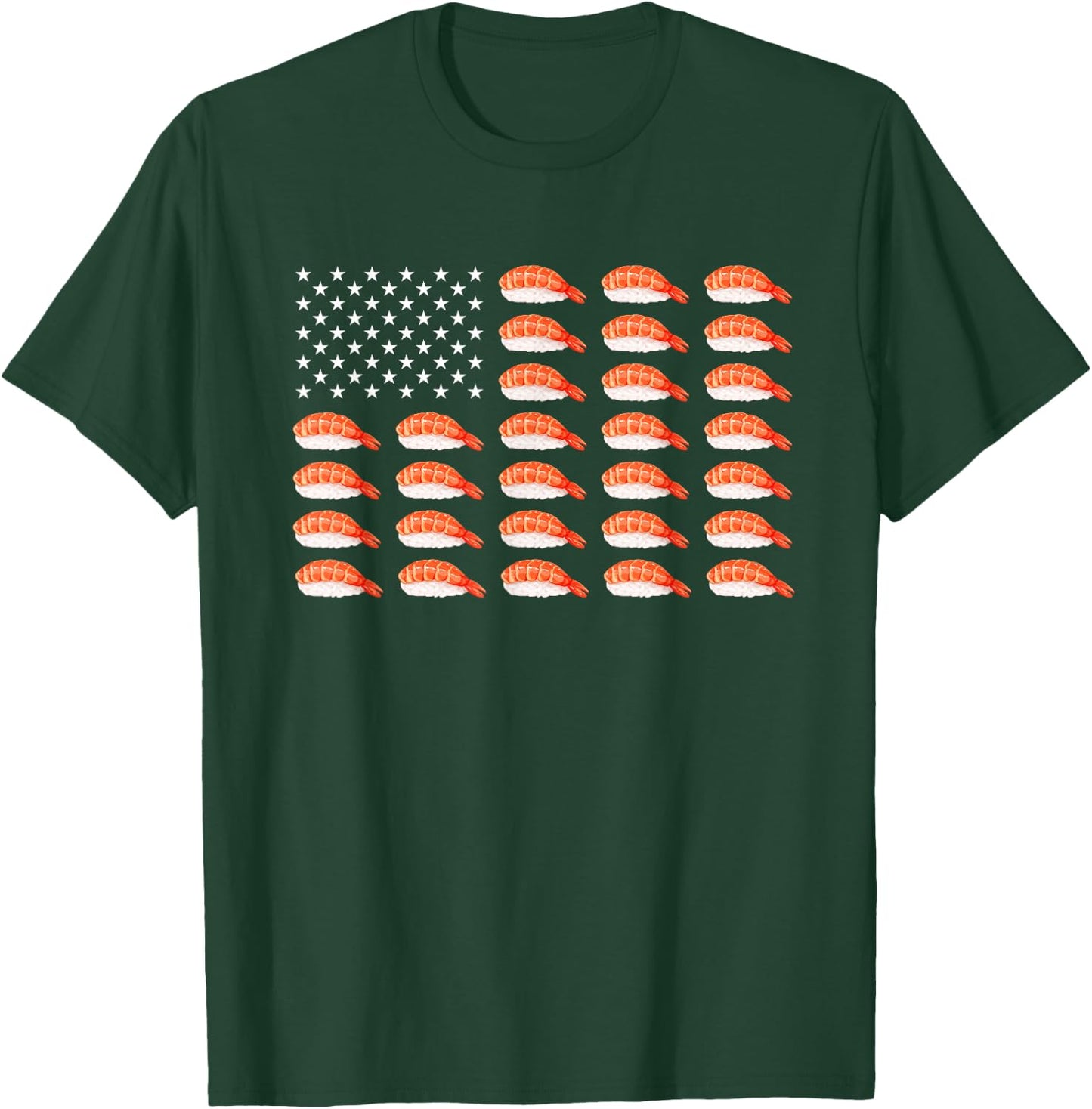 Sushi USA Flag Japanese Funny American Flag Kawaii Anime T-Shirt - T-Shirt | Forest