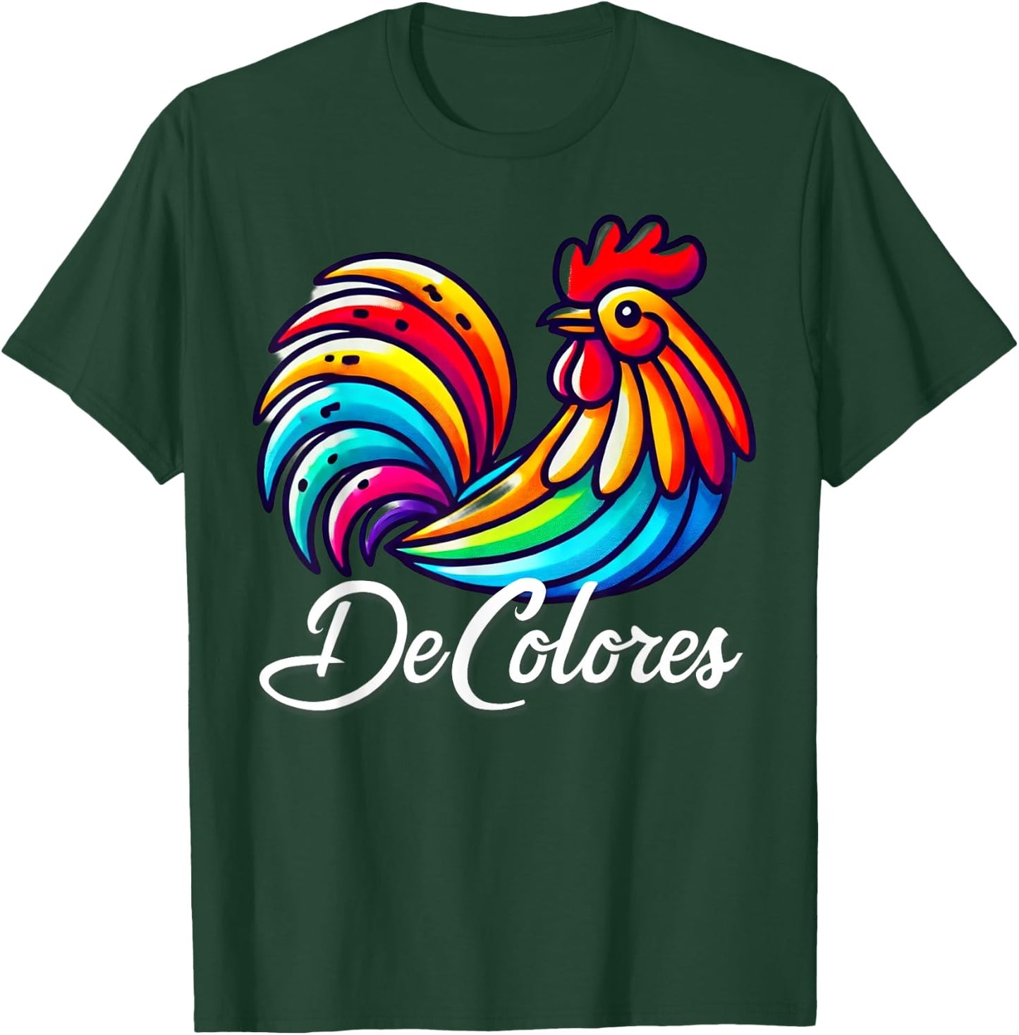 DeColores Cursillo Rainbow Rooster Catholic T-Shirt - T-Shirt | Forest