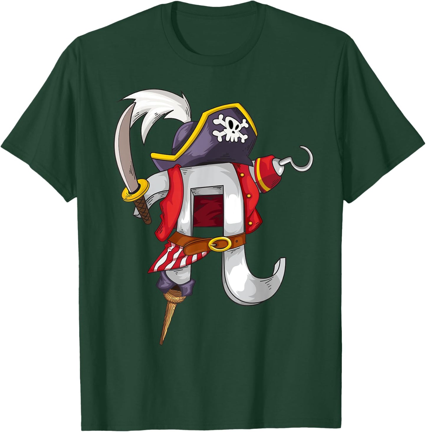 Pi Pirate | Cool Pi Mathematics Lovers Funny Math Gift T-Shirt - T-Shirt | Forest