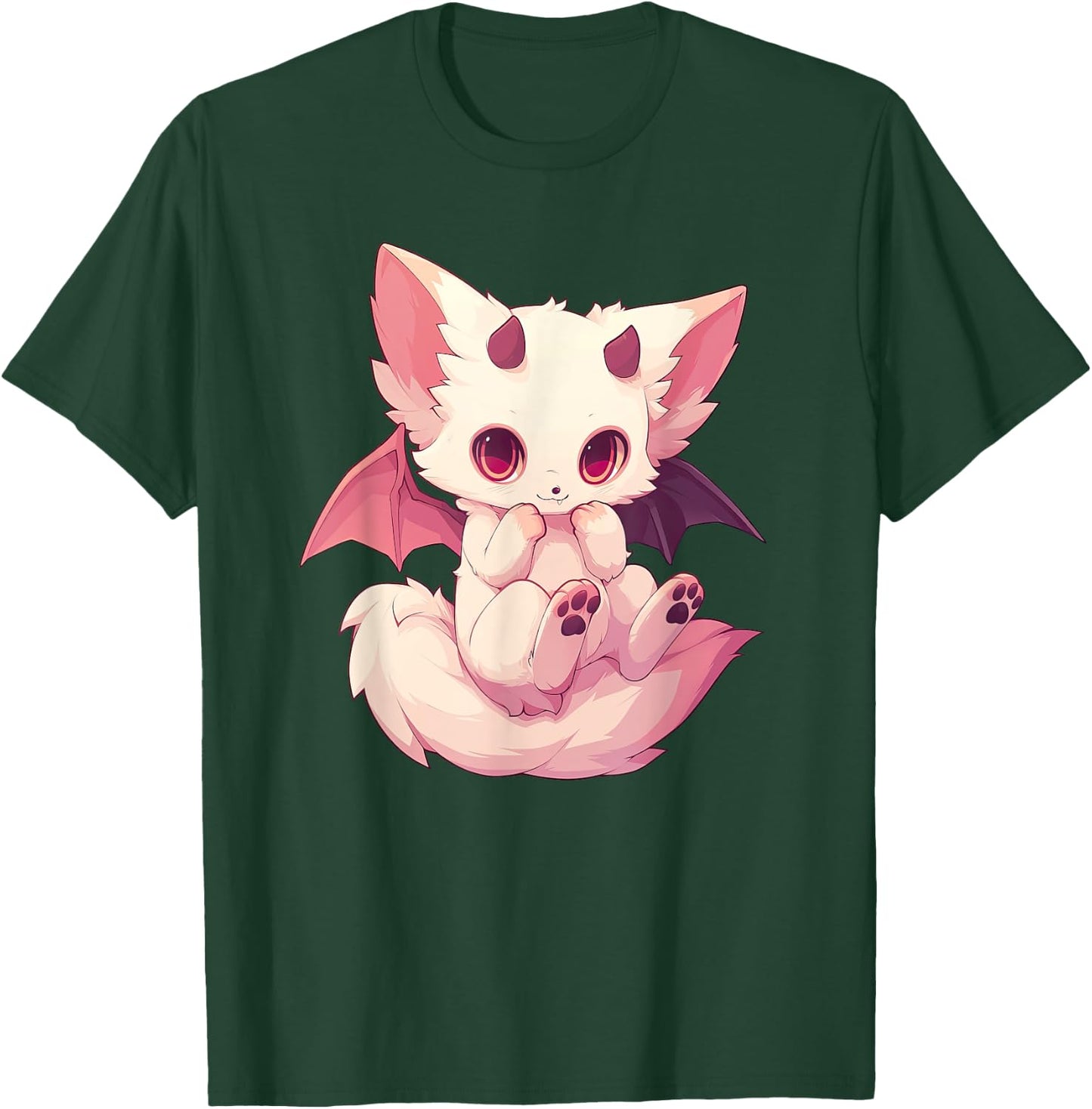 Kawaii Pastel Goth Creepy Cute Witchy Pink Demon Winged Fox T-Shirt - T-Shirt | Forest