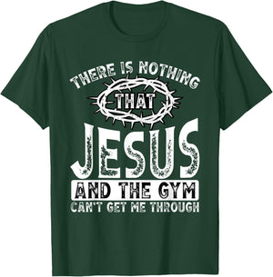 Gym Workout Exercise Christian Religious Jesus Christ T-Shirt - T-Shirt | Forest