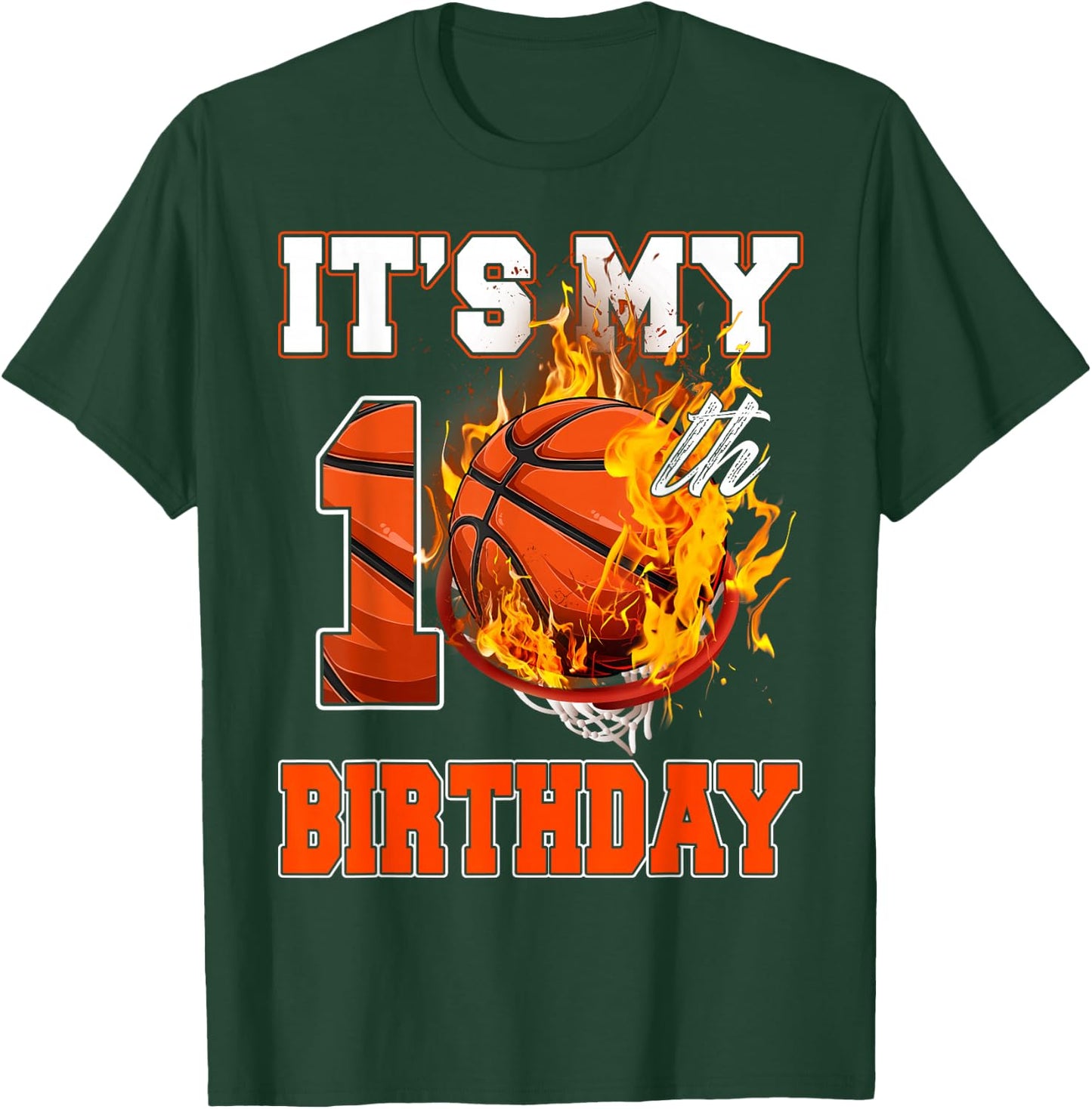 Funny It's My 10th Birthday 10 Years Old Basketball Ball Boy T-Shirt - T-Shirt | Forest