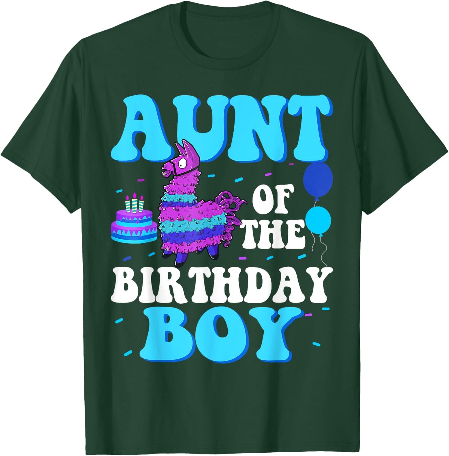 Aunt Of The Birthday Boy Llama Mom And Dad Family Party T-Shirt - T-Shirt | Forest