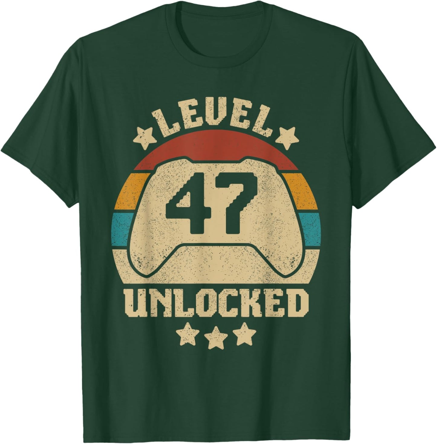 Level 47 Unlocked 47 Year Old Men Women Outfit 47th Birthday T-Shirt - T-Shirt | Forest