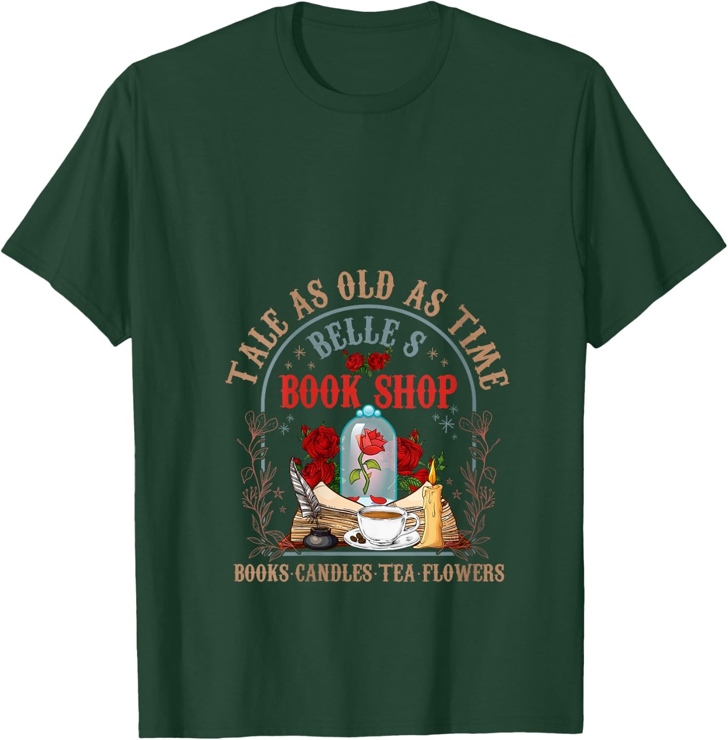 Tale As Old As Time Belle's Book Shop Book Coffee Book Lover V-Neck T-Shirt - T-Shirt | Forest
