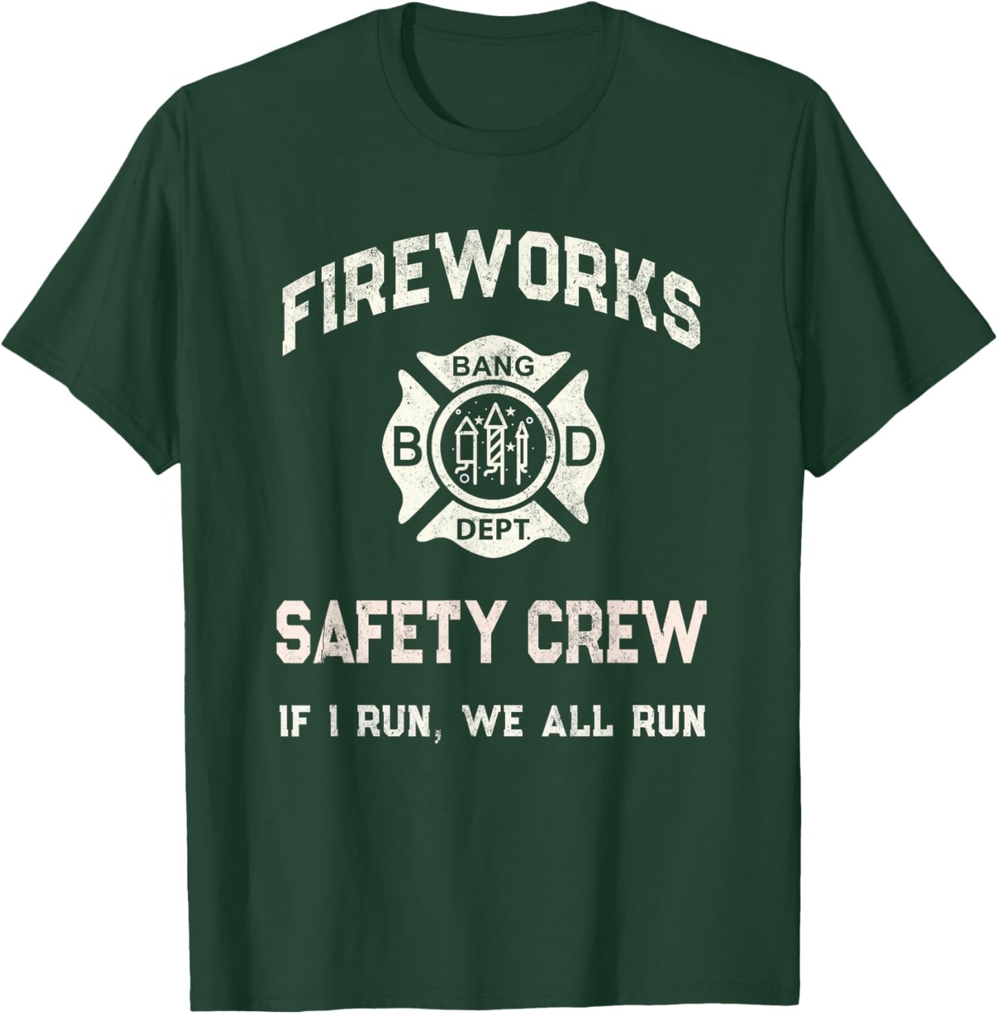 Funny FIREWORKS SAFETY CREW Pyro Team Advisor July 4th Crew T-Shirt - T-Shirt | Forest
