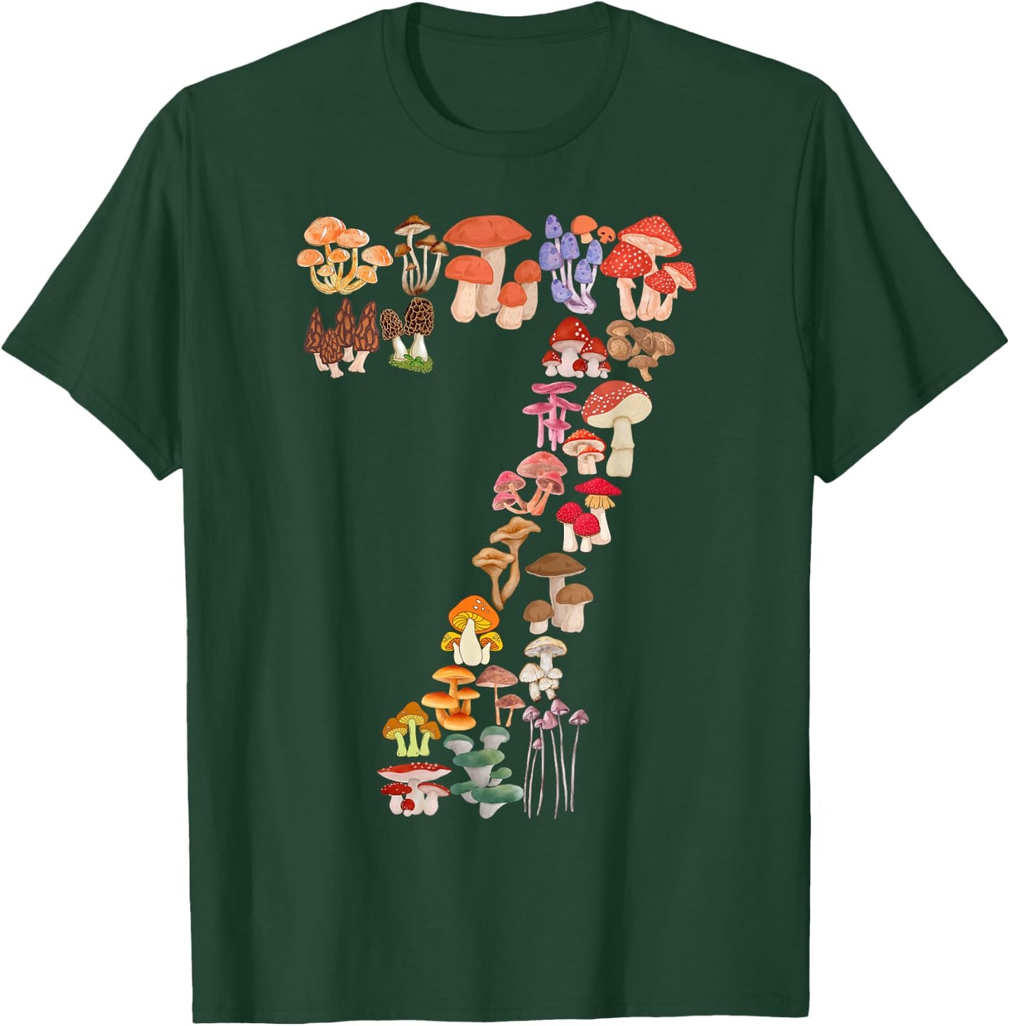 Kids 7th Birthday Mushroom Themed 7 Years Old Boys Girls T-Shirt - T-Shirt | Forest