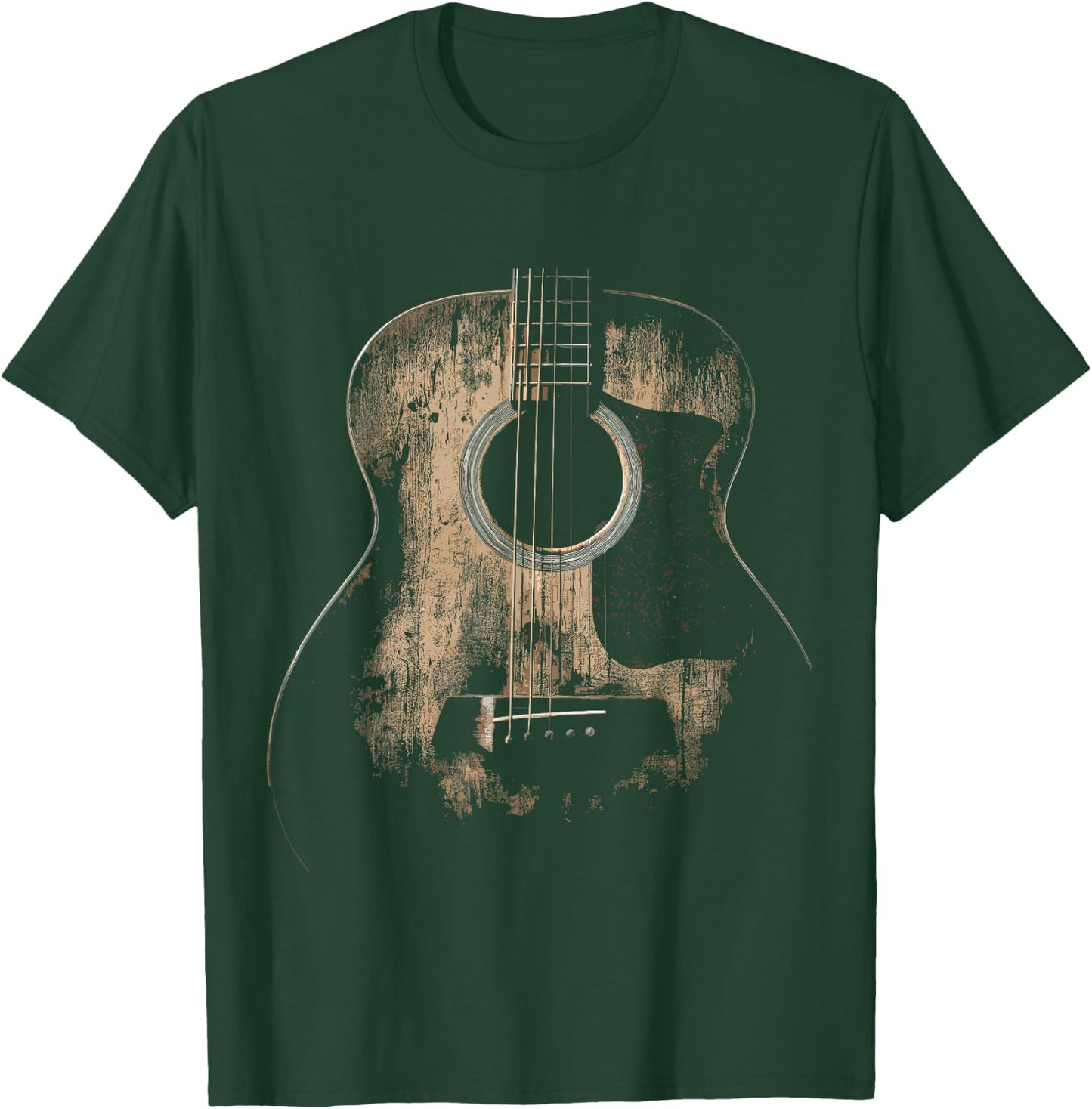 Distressed Acoustic Guitar Player Rock & Roll T-Shirt - T-Shirt | Forest