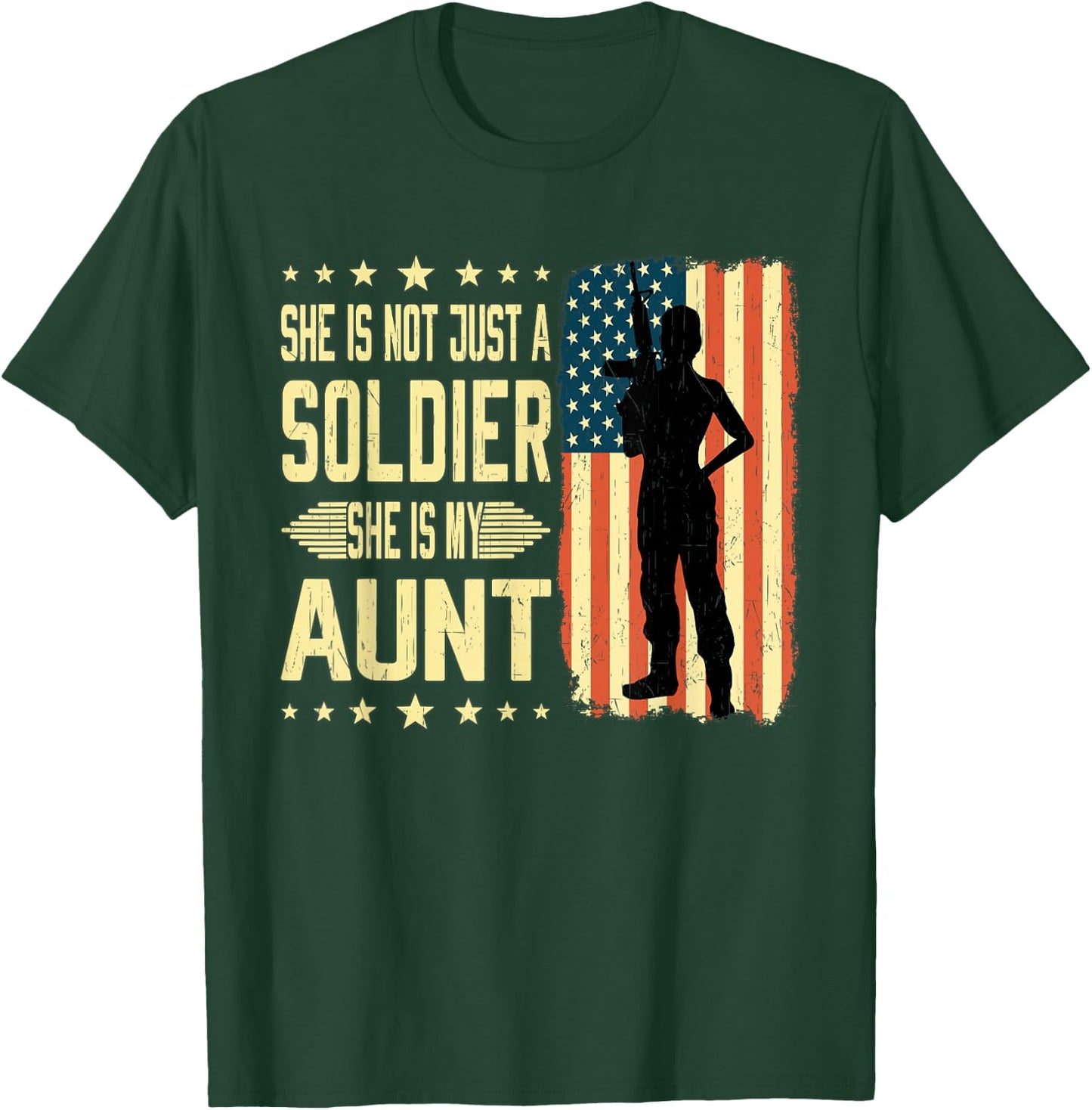 My Aunt Is A Soldier Hero Proud Army Niece Nephew Military T-Shirt - T-Shirt | Forest