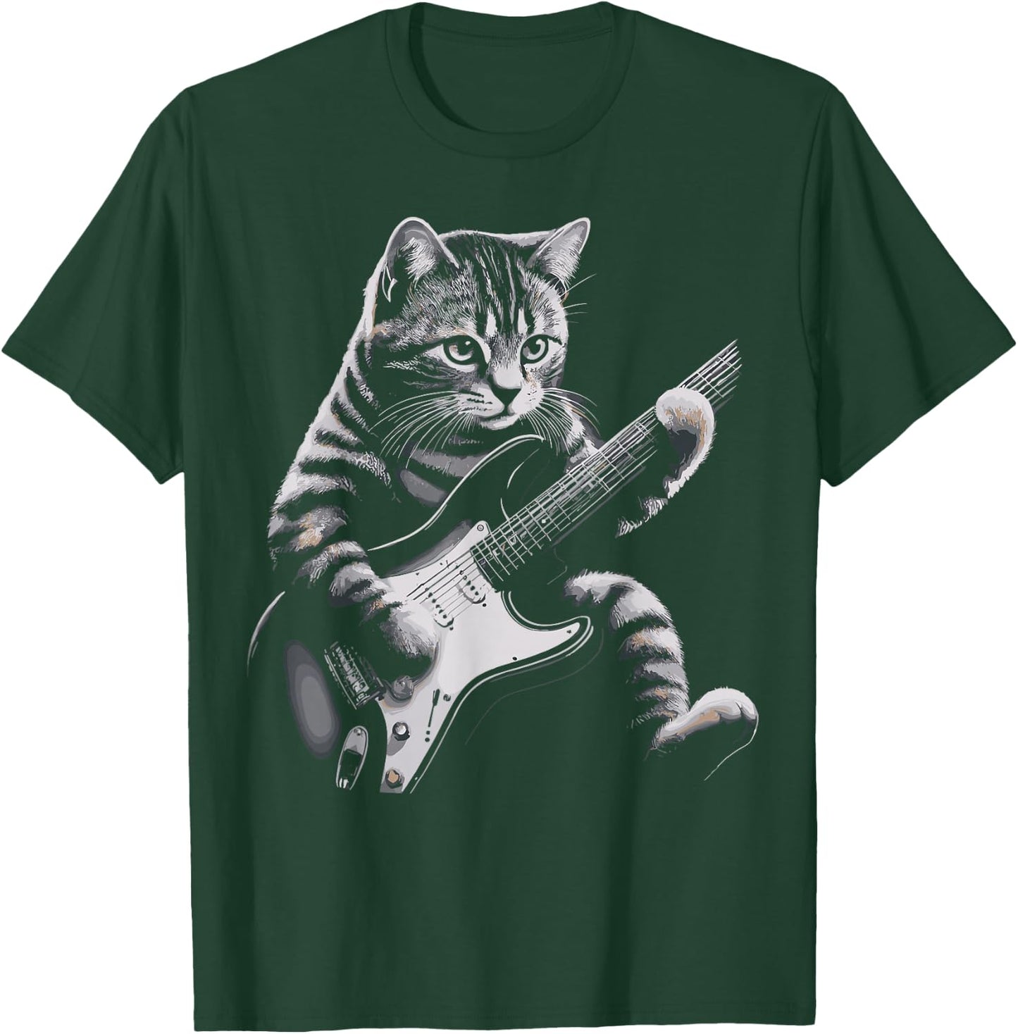 Cat Rock Guitar Funny Cat playing Guitar T-Shirt - T-Shirt | Forest