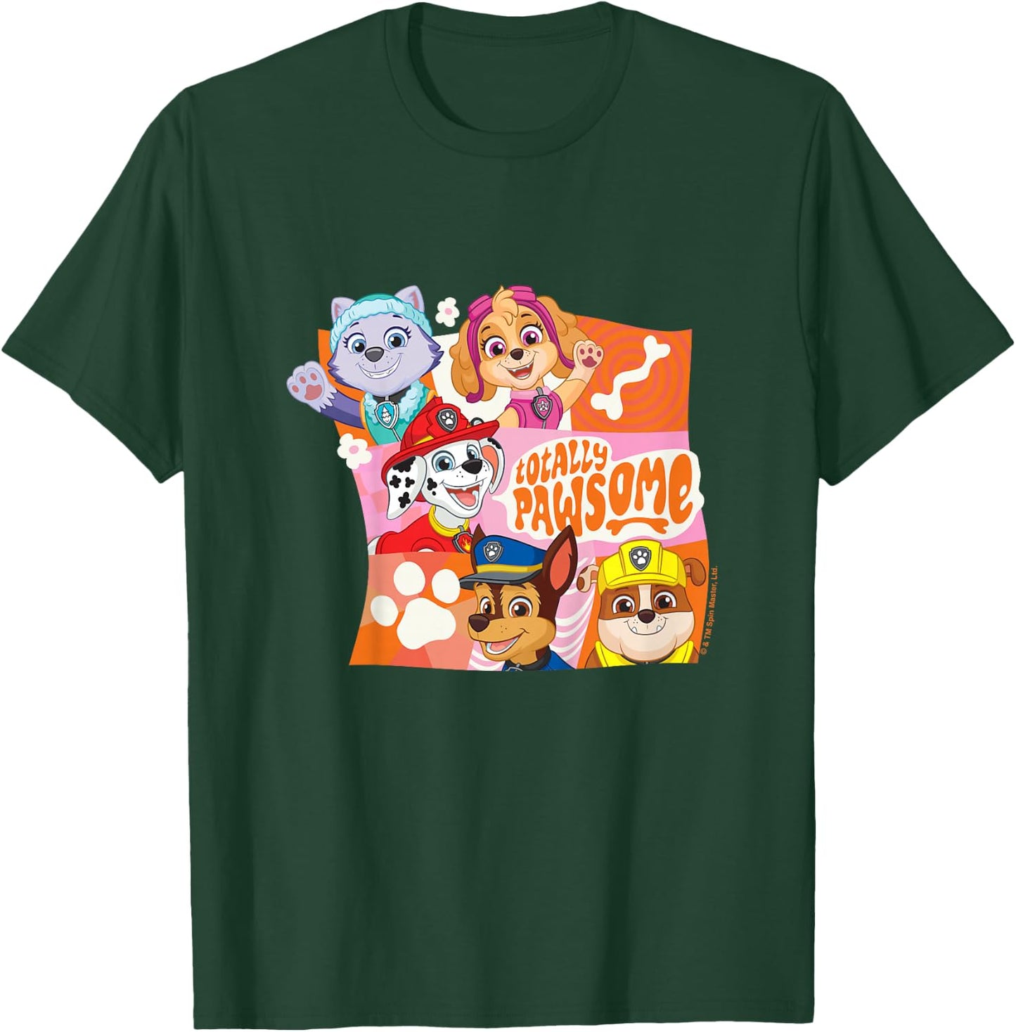 Kids PAW Patrol Totally Pawsome Character Panels Group Shot T-Shirt - T-Shirt | Forest