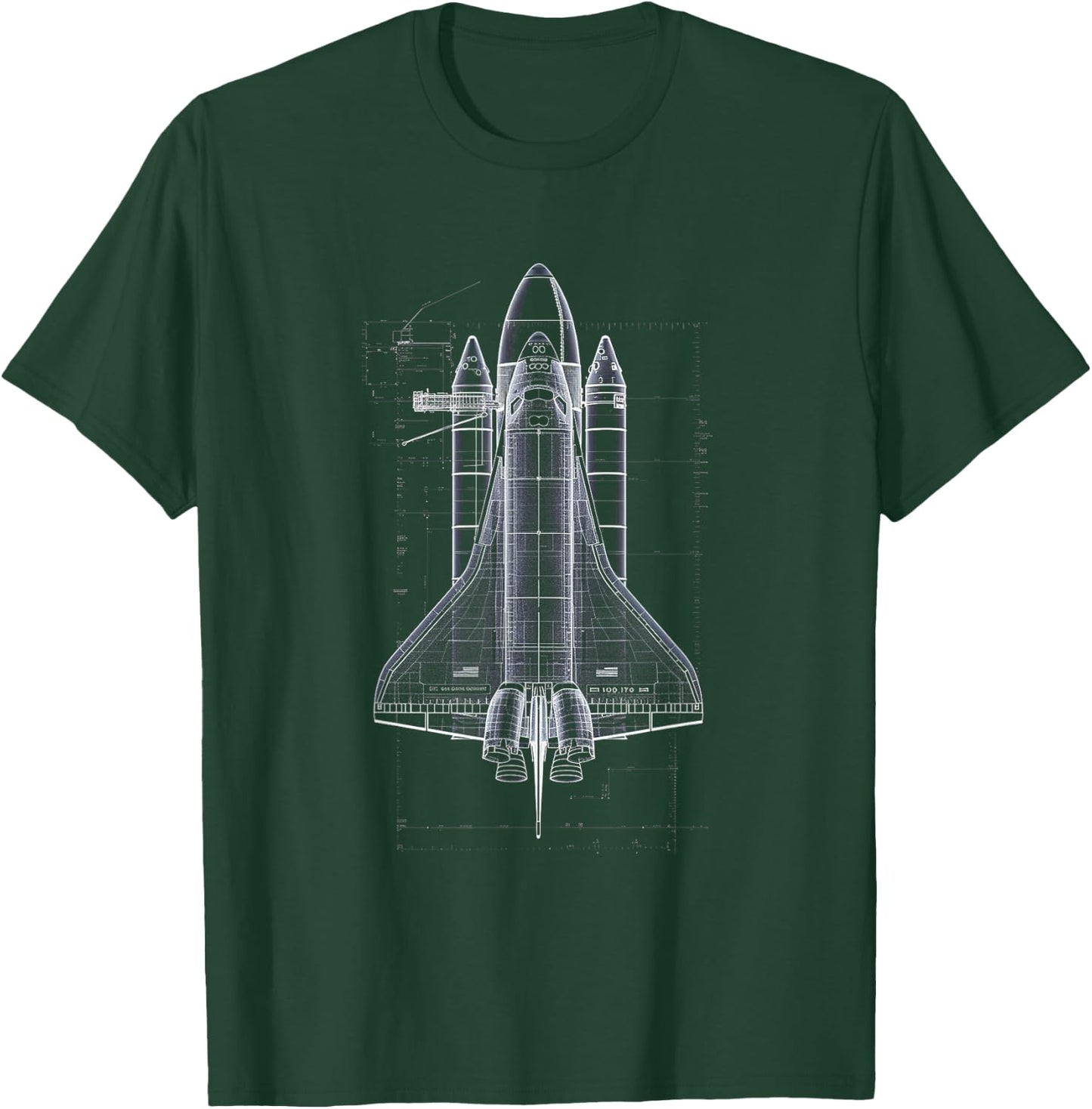 Space Shuttle Blueprint T-Shirt - T-Shirt | Forest