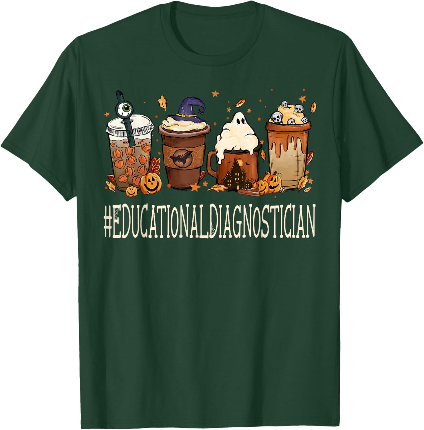 Educational Diagnostician Horror Coffee Halloween Autumn T-Shirt - T-Shirt | Forest