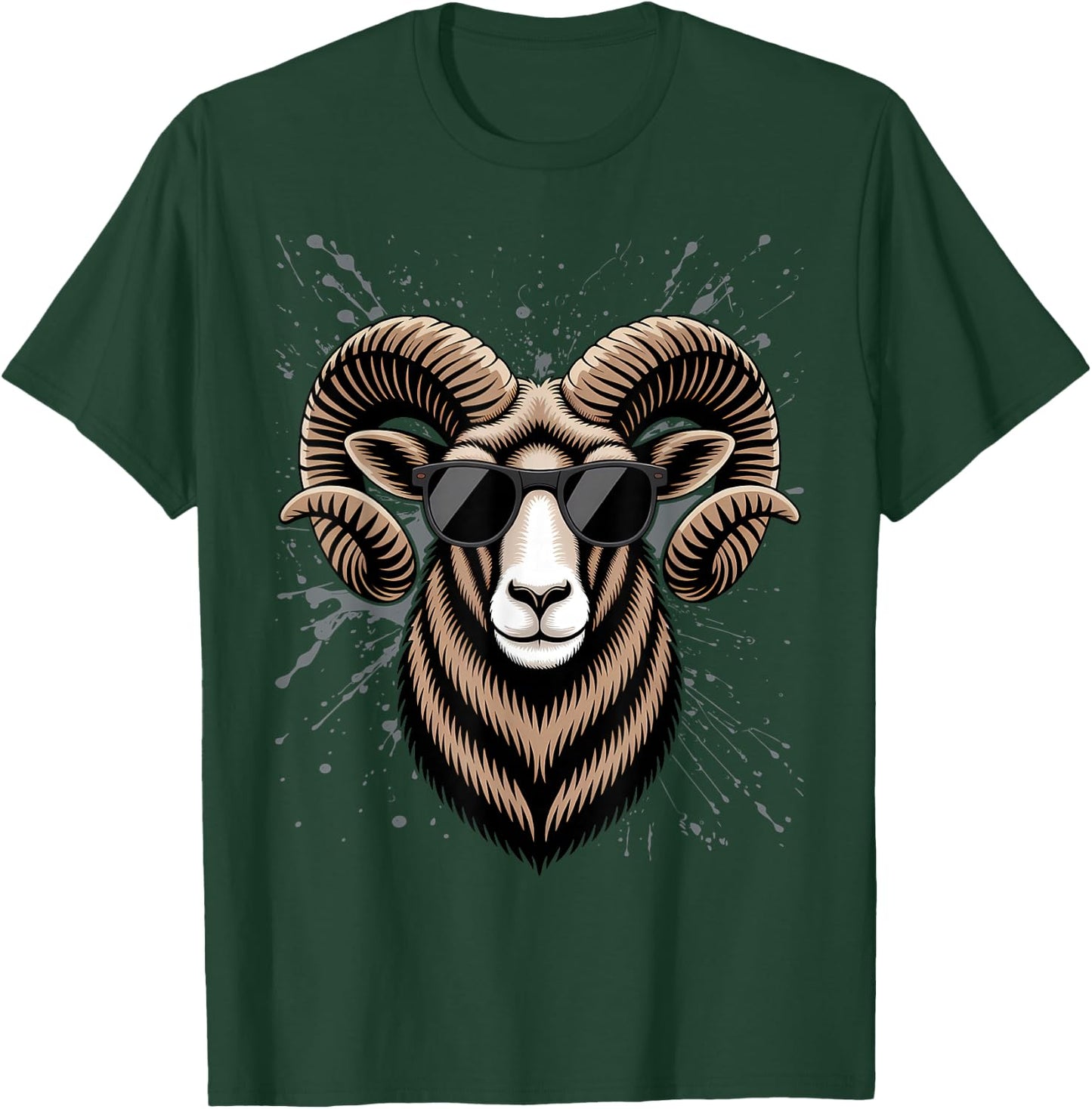 Retro Ram in Sunglasses Men Women Kids Novelty Funny T-Shirt - T-Shirt | Forest