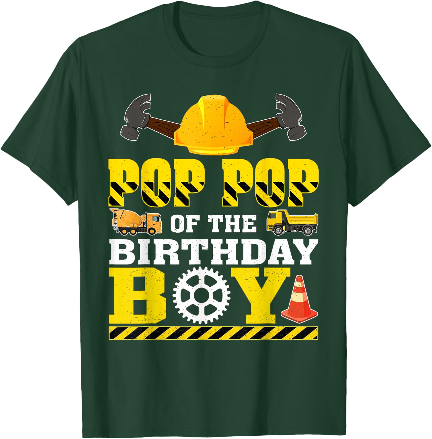 Pop Pop Of The Birthday Boy Construction Worker Birthday T-Shirt - T-Shirt | Forest
