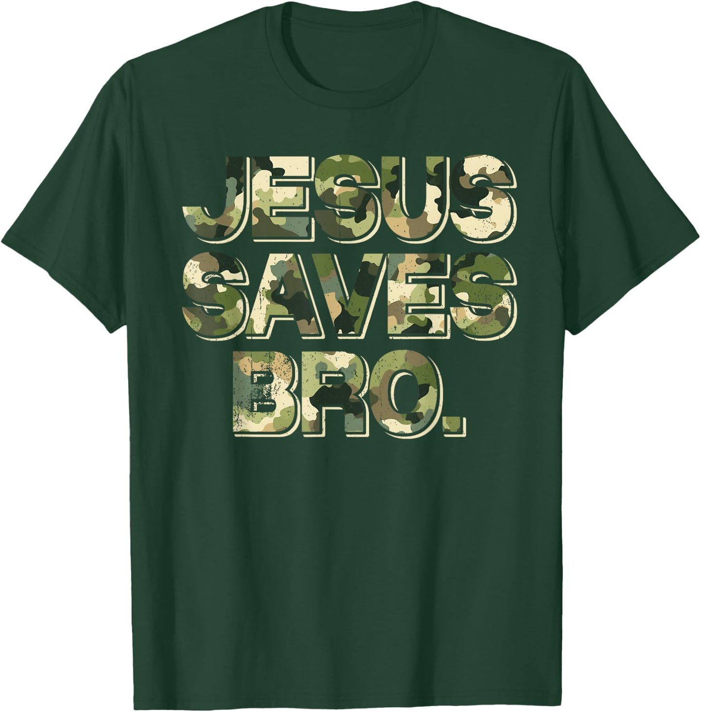 Vintage Camo Jesus Saves Bro T Shirt Christian Religion T-Shirt - T-Shirt | Forest