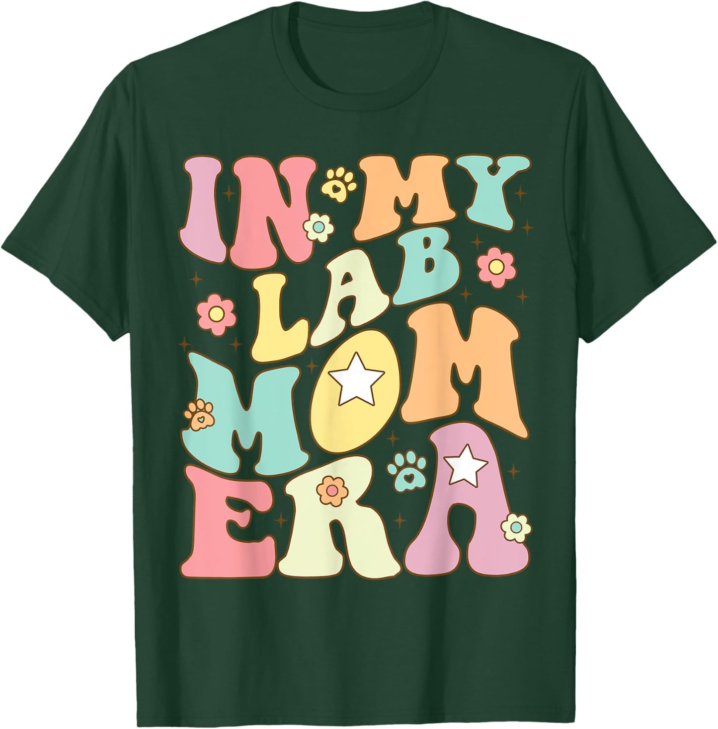 In My Lab Mom Era Puppy Dog Mama Groovy Retro Girls Women T-Shirt - T-Shirt | Forest